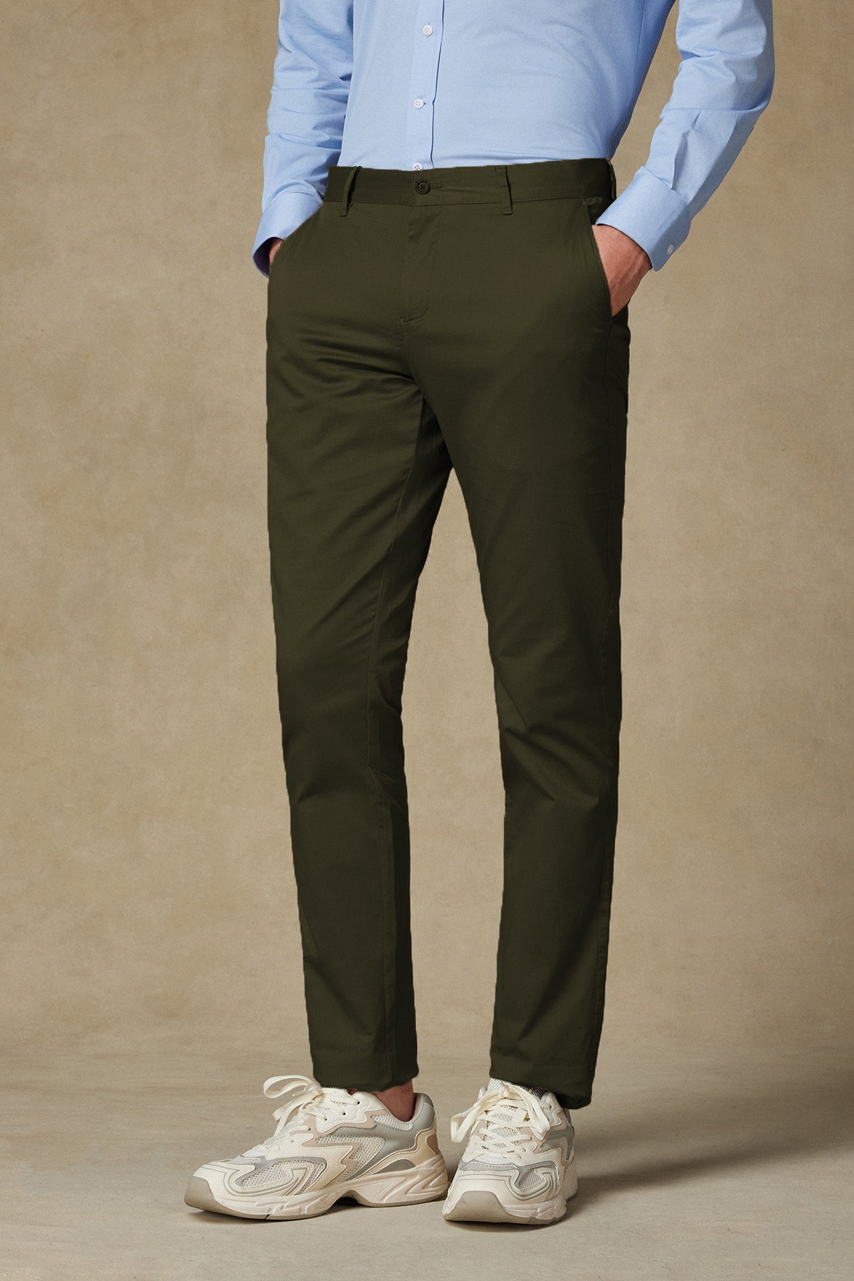Abbate Chino Twill Pamuk Karışımlı Regular Fit Haki Erkek Düz Pantolon