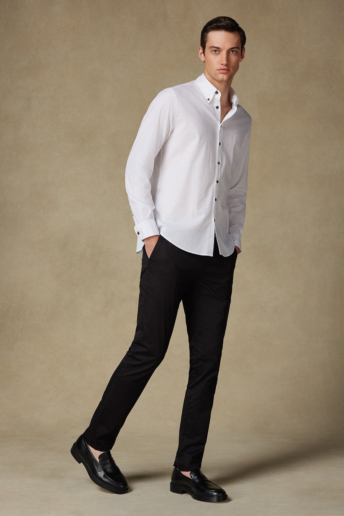 Abbate Chino Twill Pamuk Karışımlı Regular Fit Siyah Erkek Düz Pantolon