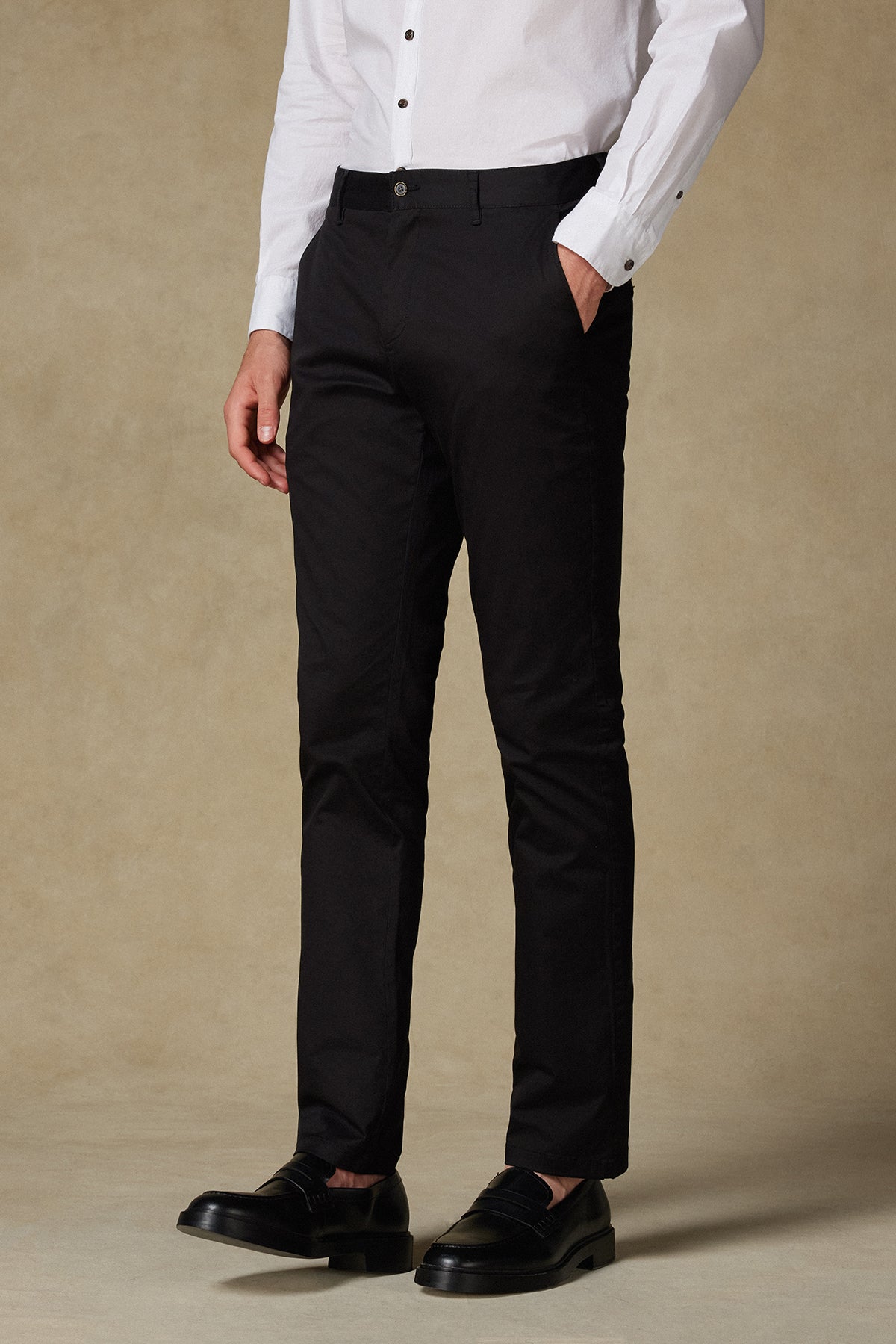 Abbate Chino Twill Pamuk Karışımlı Regular Fit Siyah Erkek Düz Pantolon