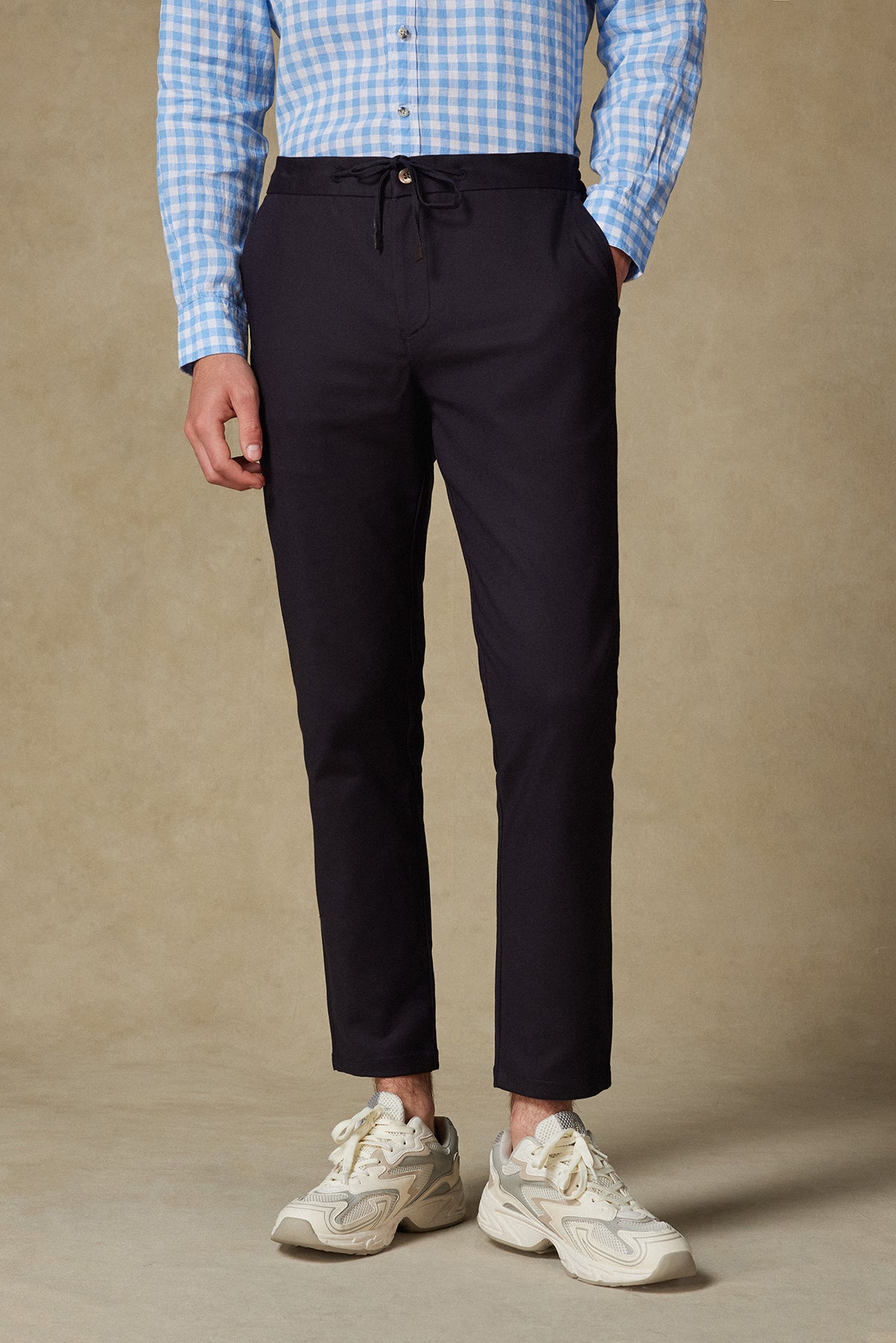 Abbate Soft Dokuma Pamuk Karışımlı Tailored Fit Lacivert Erkek Düz Pantolon