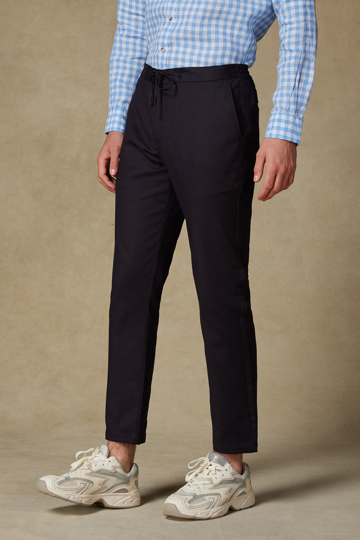 Abbate Soft Dokuma Pamuk Karışımlı Tailored Fit Lacivert Erkek Düz Pantolon