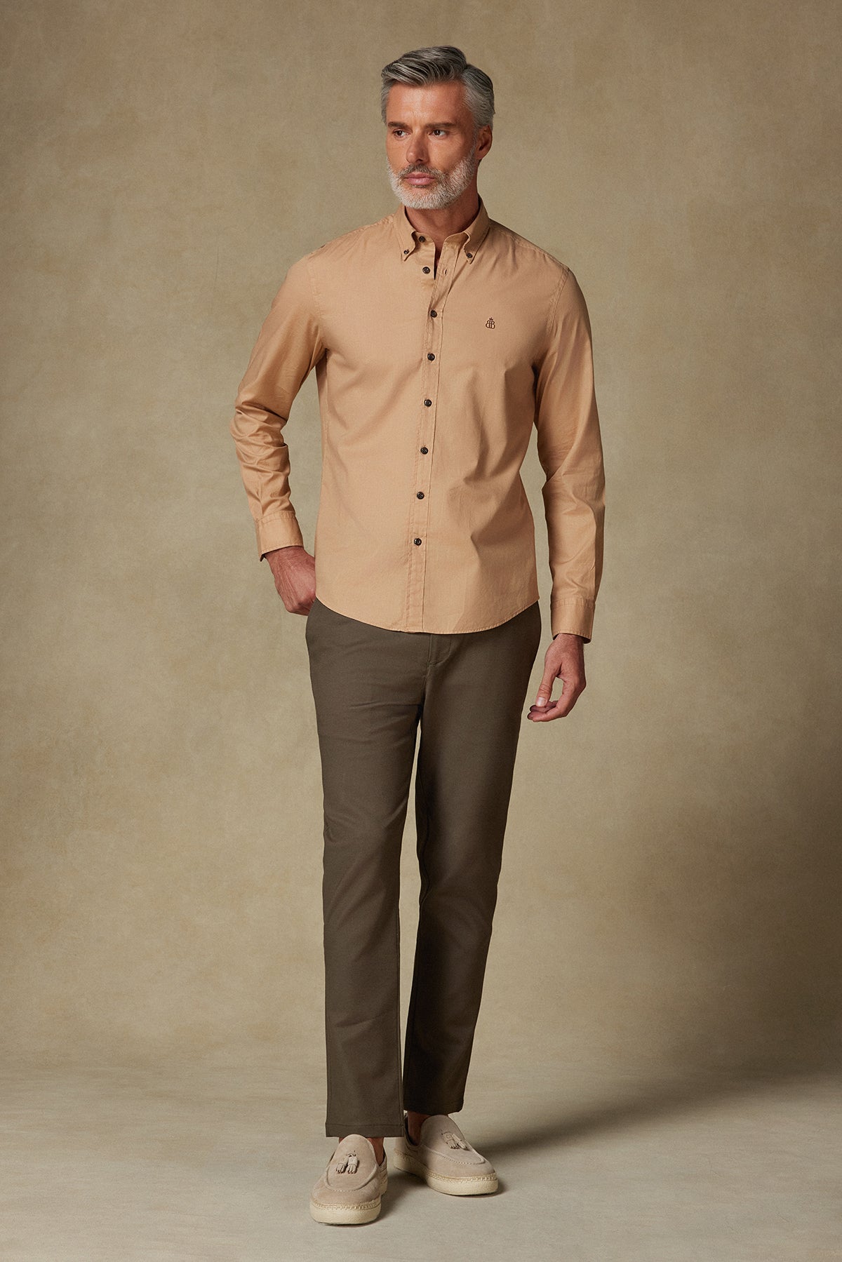 Abbate Soft Dokuma Pamuk Karışımlı Tailored Fit Haki Erkek Düz Pantolon