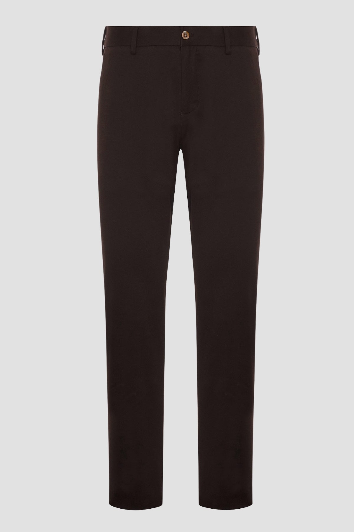 Abbate Prime Chino Poplin Stretch Pamuk Karışımlı Modern Fit Kahverengi Erkek Düz Pantolon