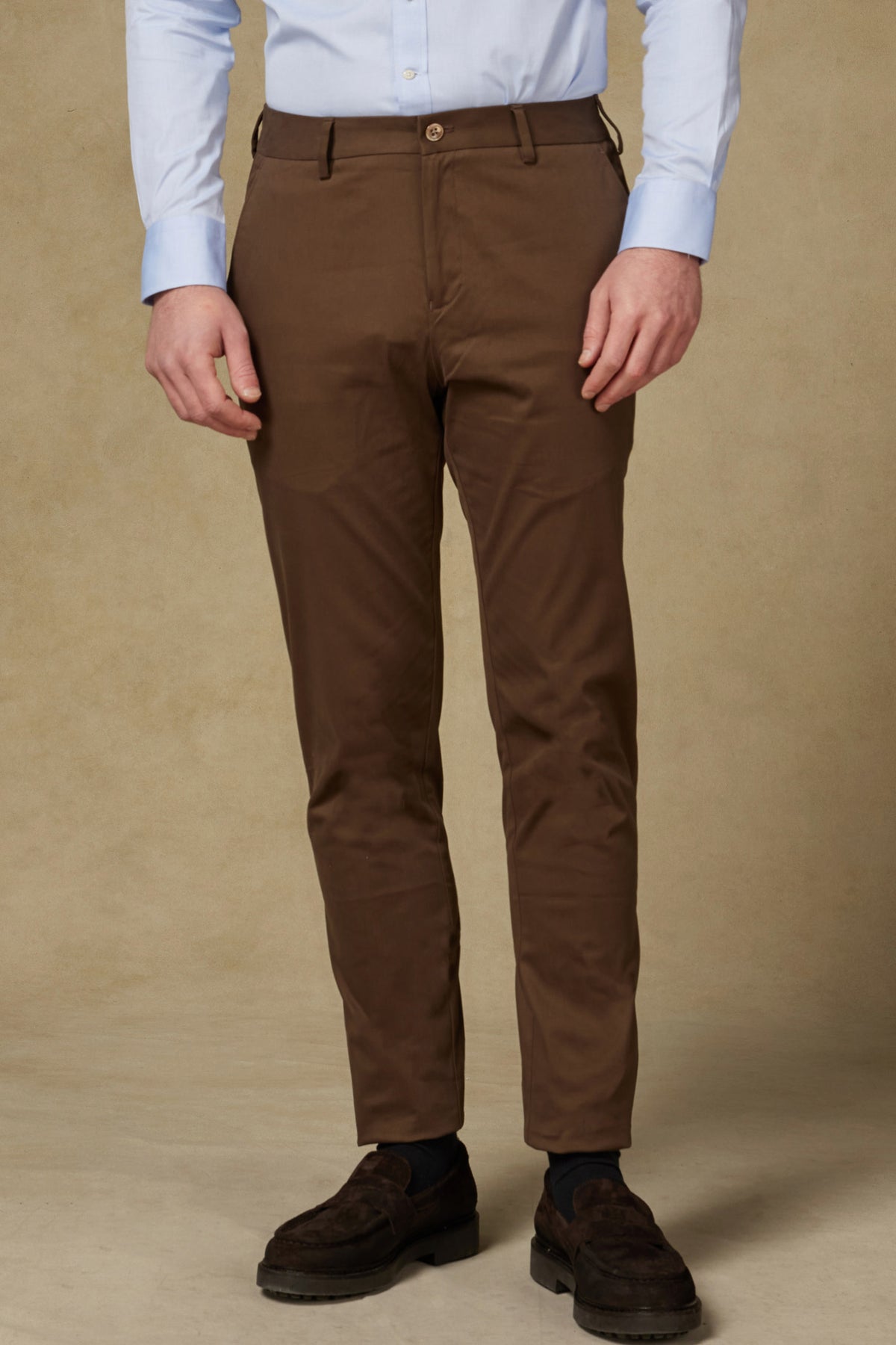 Abbate Prime Chino Poplin Stretch Pamuk Karışımlı Modern Fit Koyu Yeşil Erkek Düz Pantolon