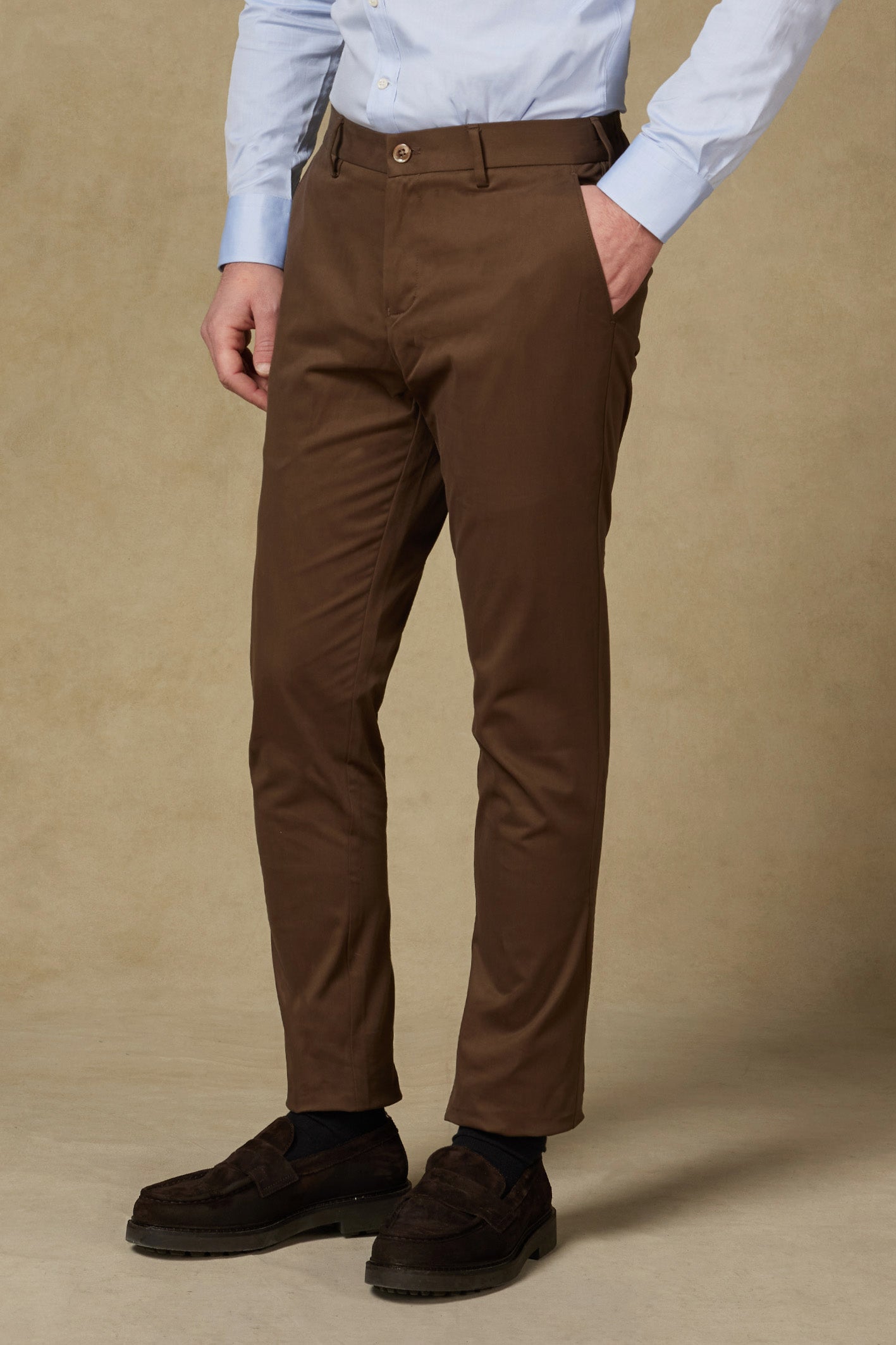 Abbate Prime Chino Poplin Stretch Pamuk Karışımlı Modern Fit Koyu Yeşil Erkek Düz Pantolon