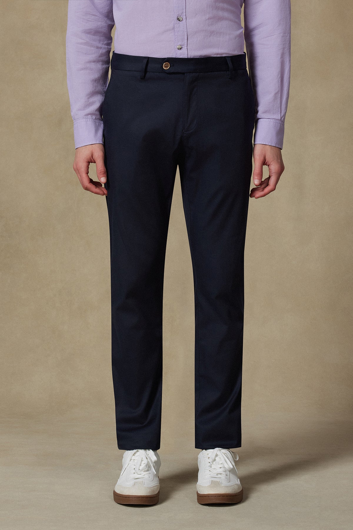 Abbate Summer Dokuma Liyosel Karışımlı Modern Fit Lacivert Erkek Düz Pantolon