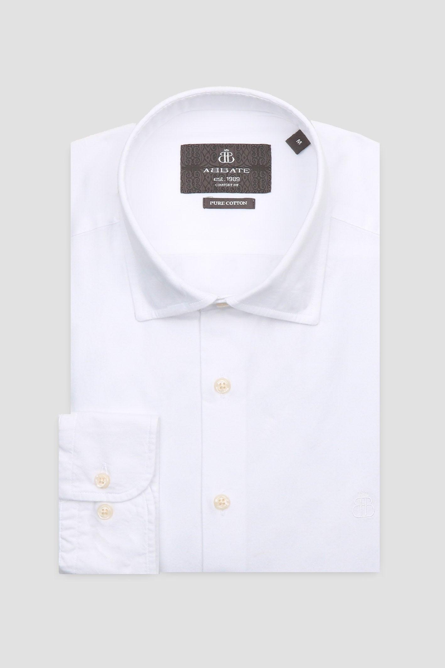 Abbate Piero Gabardin Pamuklu Comfort Fit Beyaz Klasik Yaka Erkek Düz Gömlek