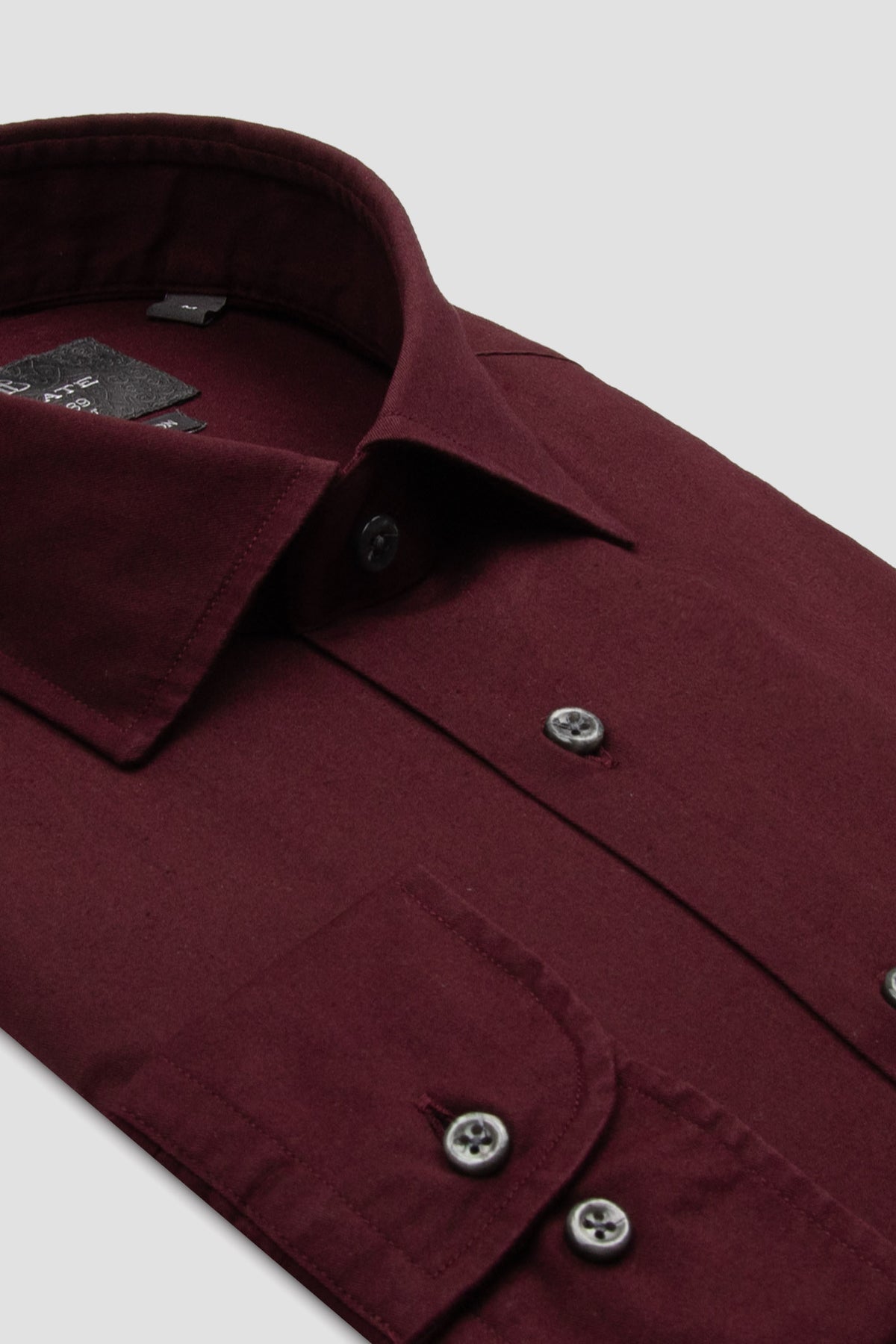 Abbate Piero Gabardin %100 Pamuk Comfort Fit Bordo Klasik Yaka Erkek Düz Gömlek