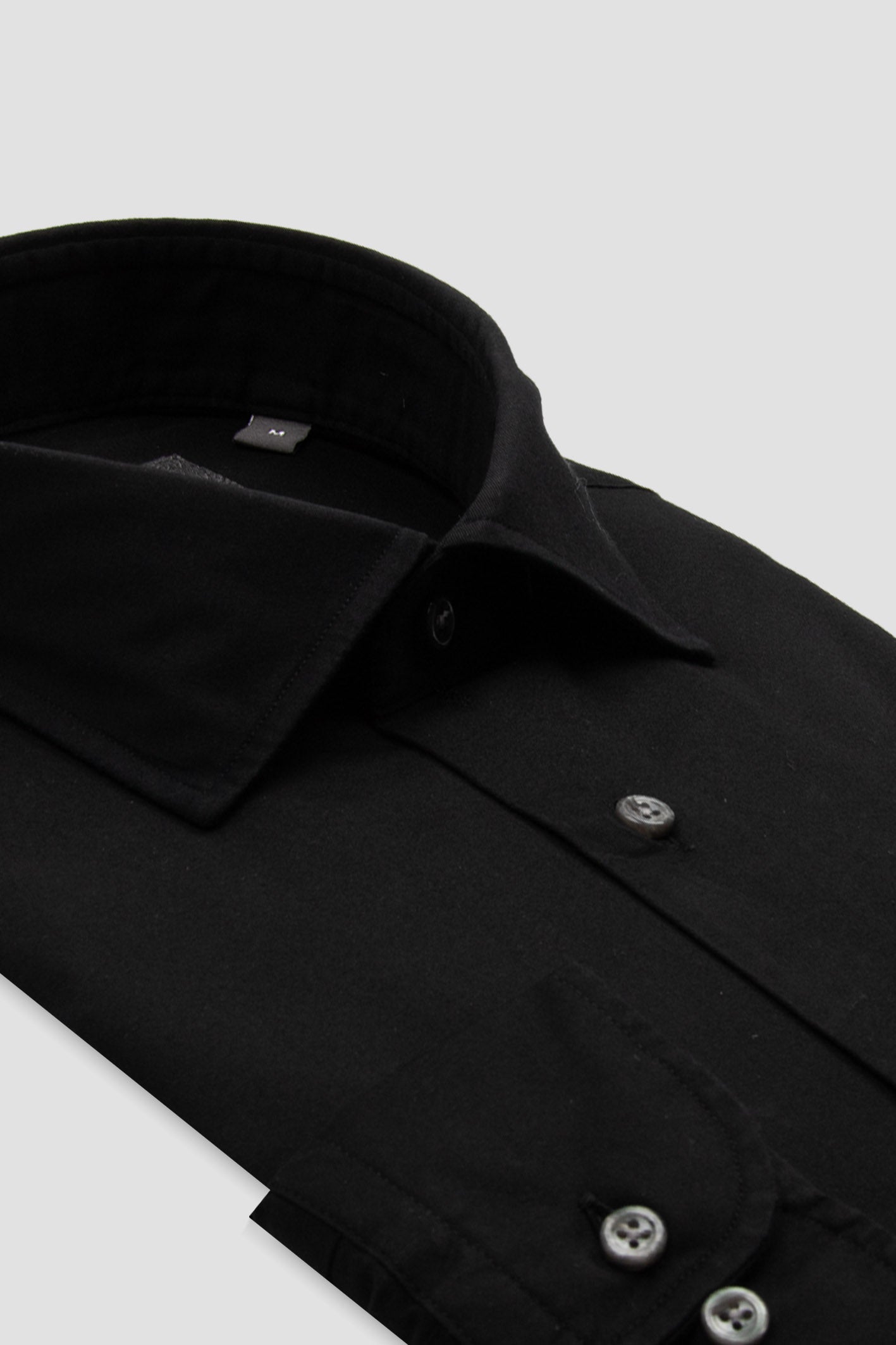 Abbate Piero Gabardin Pamuklu Comfort Fit Siyah Klasik Yaka Erkek Düz Gömlek