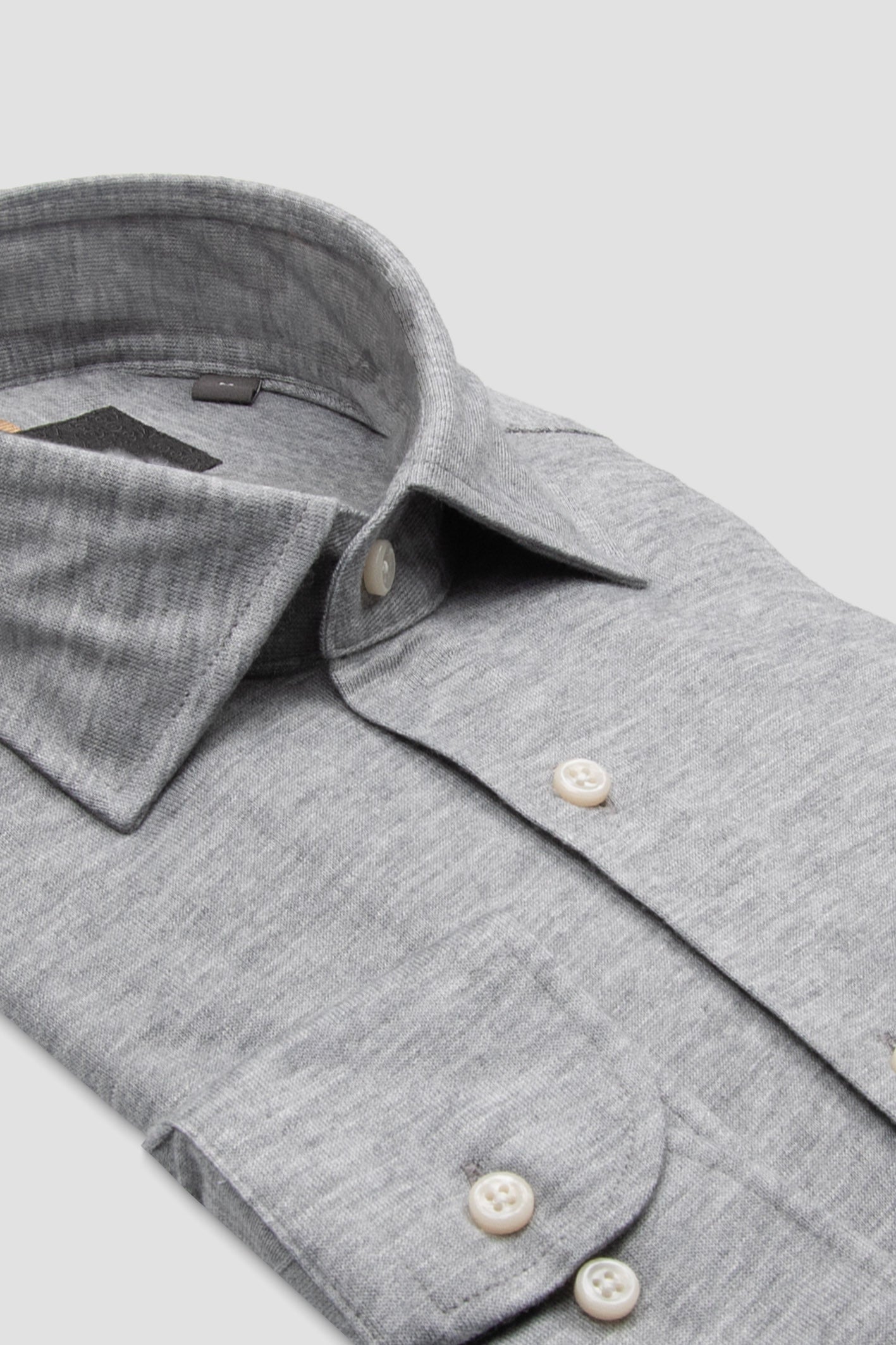 Abbate Lorenzo Jersey Viskon Karışımlı Comfort Fit Gri Klasik Yaka Erkek Düz Gömlek