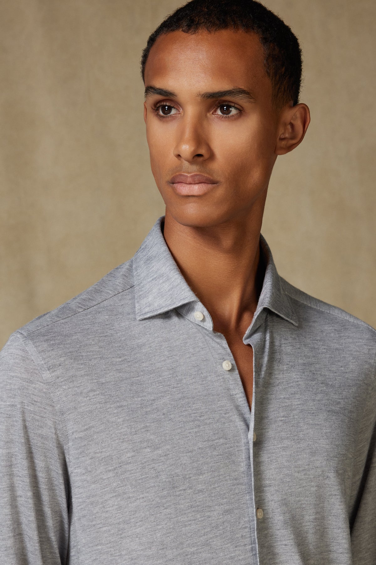 Abbate Lorenzo Jersey Viskon Karışımlı Comfort Fit Gri Klasik Yaka Erkek Düz Gömlek