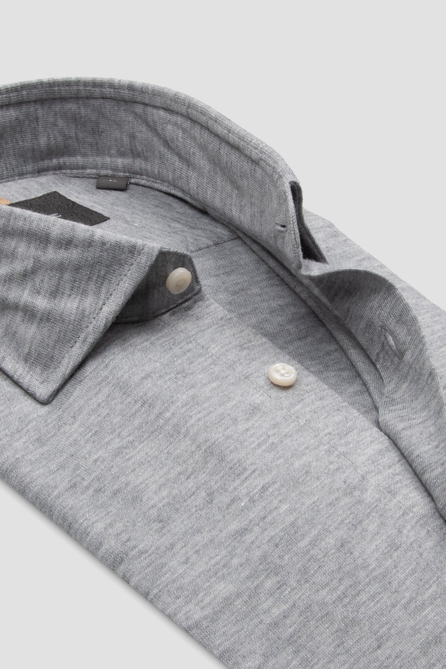 Abbate Lorenzo Jersey Viskon Karışımlı Comfort Fit Gri Klasik Yaka Erkek Düz Gömlek