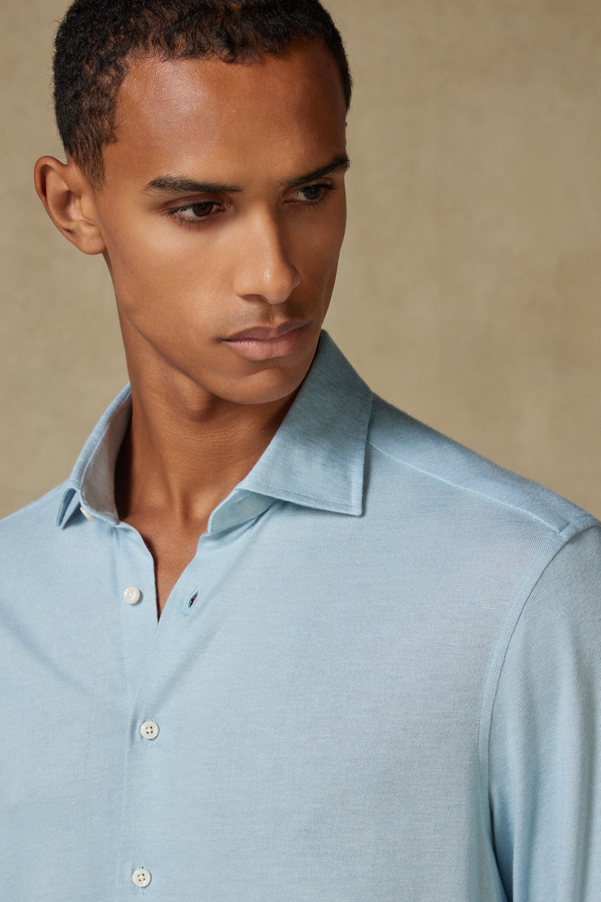 Abbate Lorenzo Jersey Viskon Karışımlı Comfort Fit Mavi Klasik Yaka Erkek Düz Gömlek