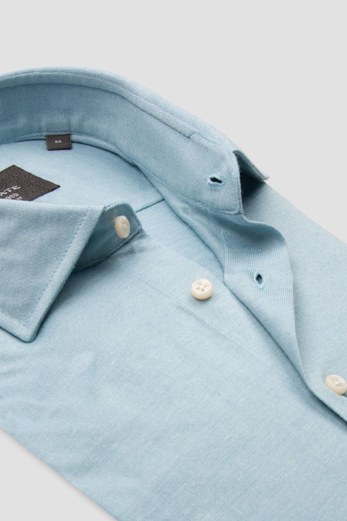 Abbate Lorenzo Jersey Viskon Karışımlı Comfort Fit Mavi Klasik Yaka Erkek Düz Gömlek