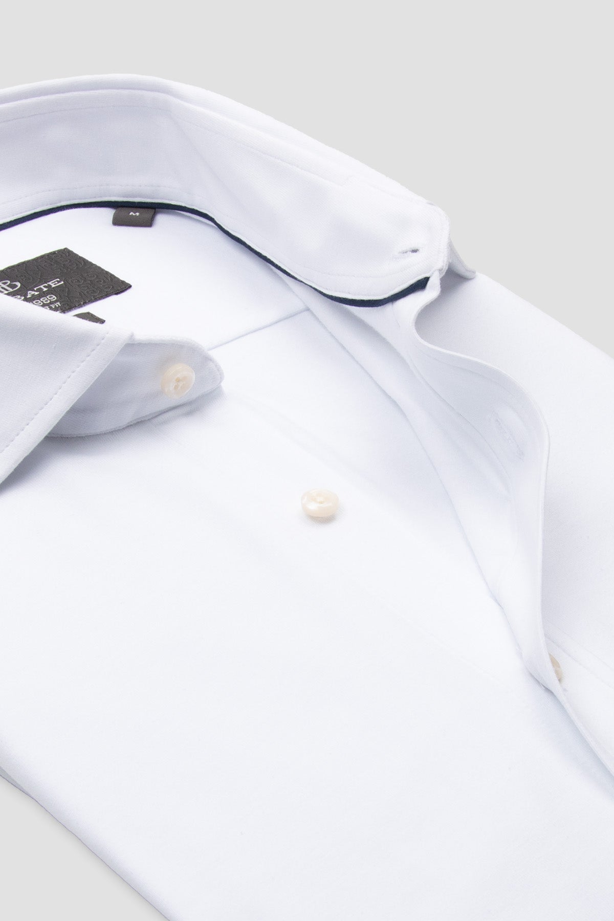 Abbate Stefano Jersey Pamuk Karışımlı Comfort Fit Beyaz Klasik Yaka Erkek Düz Gömlek