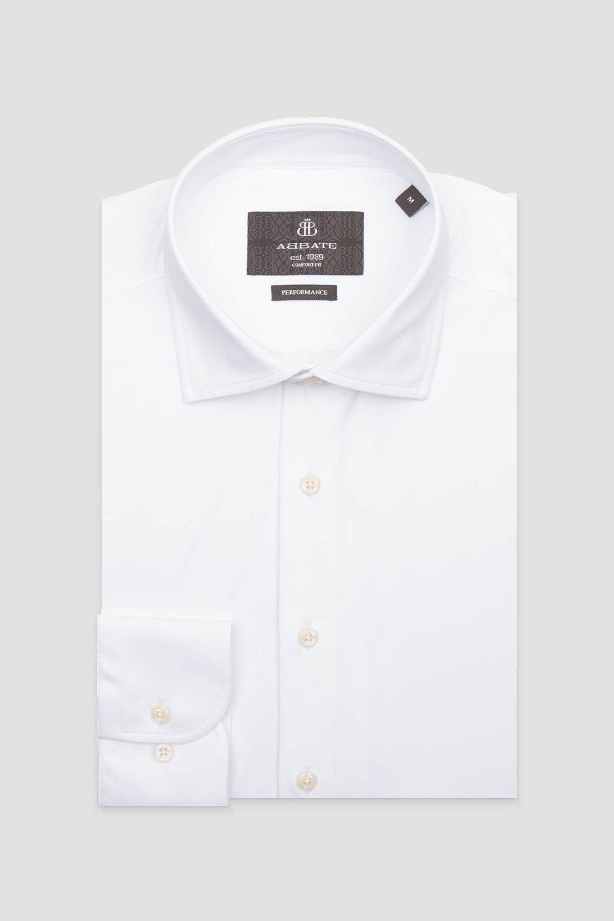 Abbate Celvo Performans Performans Polyamid Karışımlı Comfort Fit Beyaz Klasik Yaka Erkek Düz Gömlek
