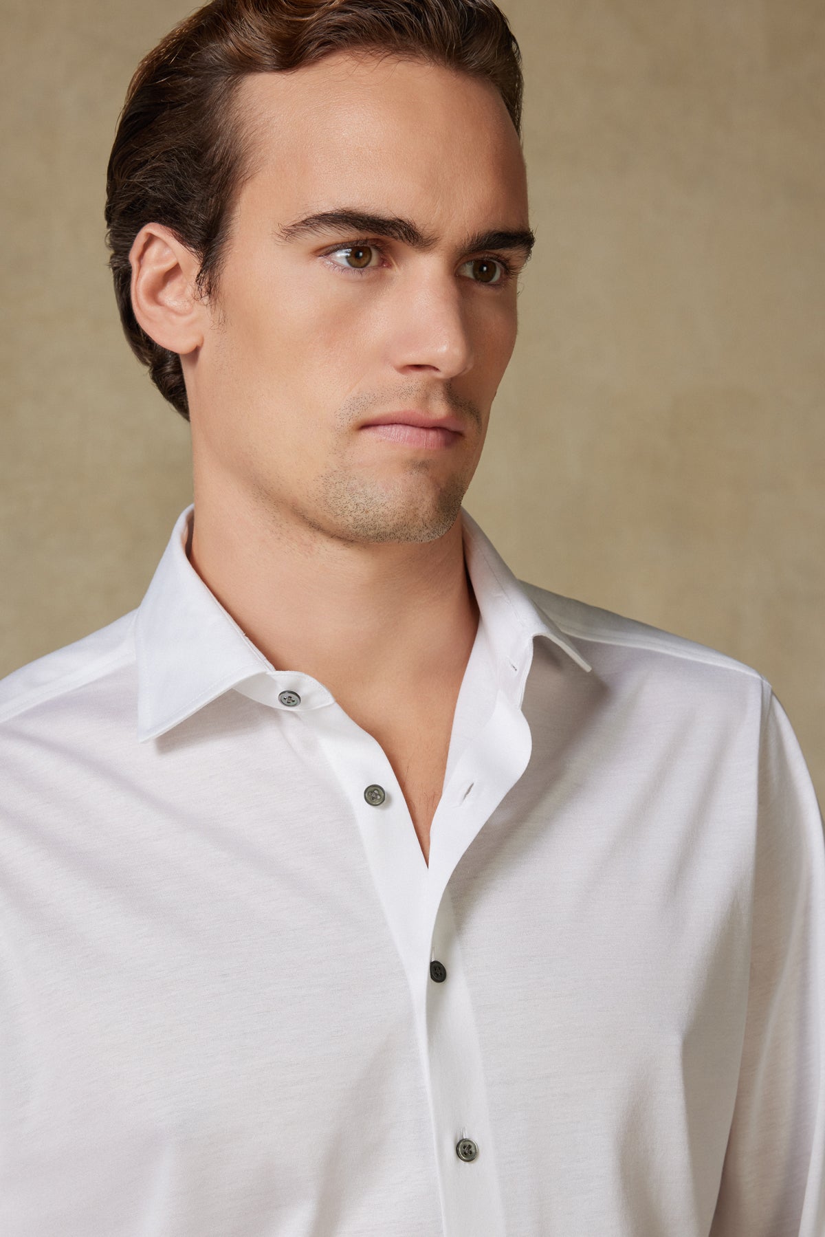Abbate Celvo Jersey Pamuklu Comfort Fit Beyaz Klasik Yaka Erkek Düz Gömlek