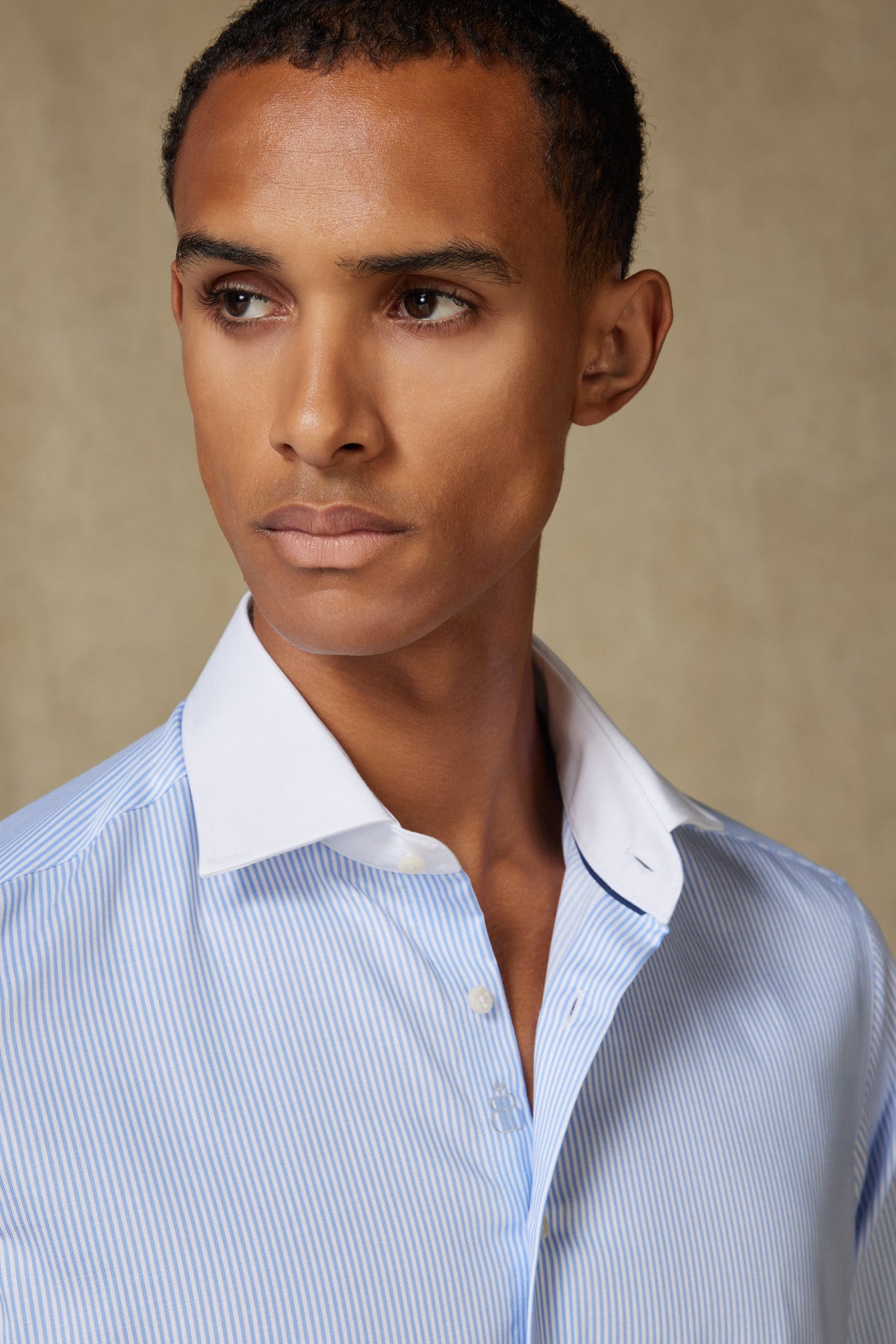Abbate Grant Non Iron Twill Pamuklu Slim Fit Açık Mavi Klasik Yaka Erkek Çizgili Gömlek