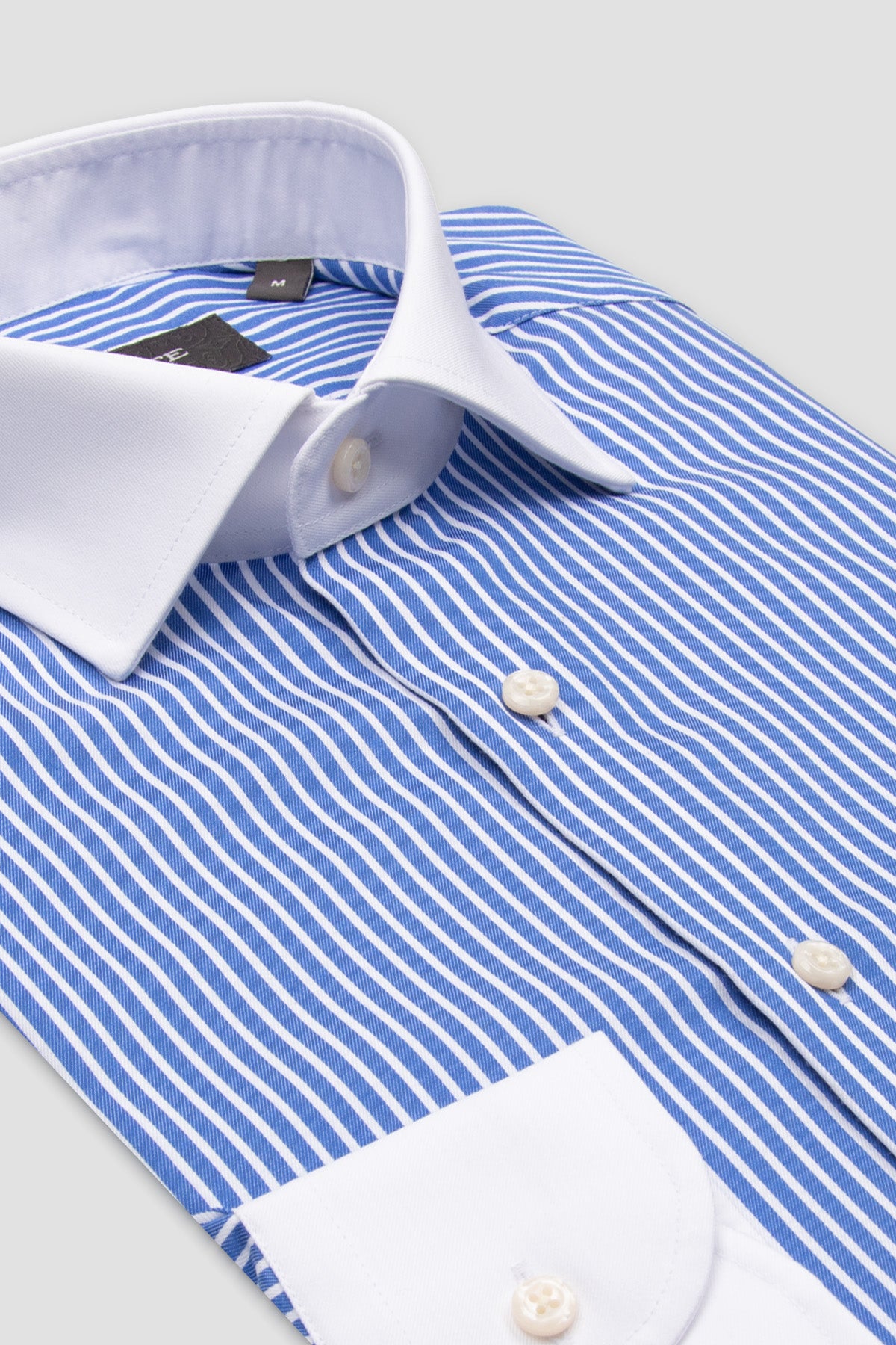 Abbate Grant Non Iron Twill %100 Pamuk Slim Fit Koyu Mavi Klasik Yaka Erkek Çizgili Gömlek