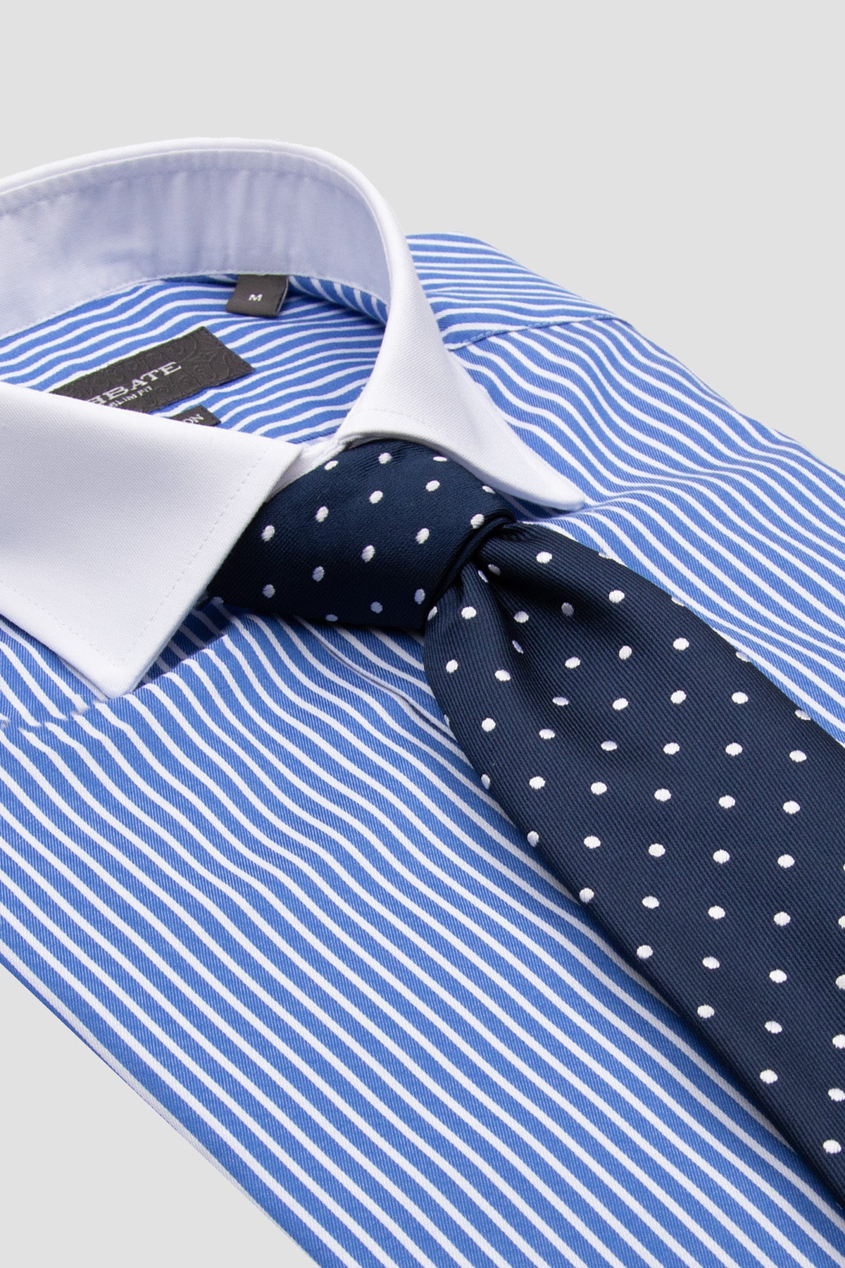 Abbate Grant Non Iron Twill Pamuklu Slim Fit Koyu Mavi Klasik Yaka Erkek Çizgili Gömlek