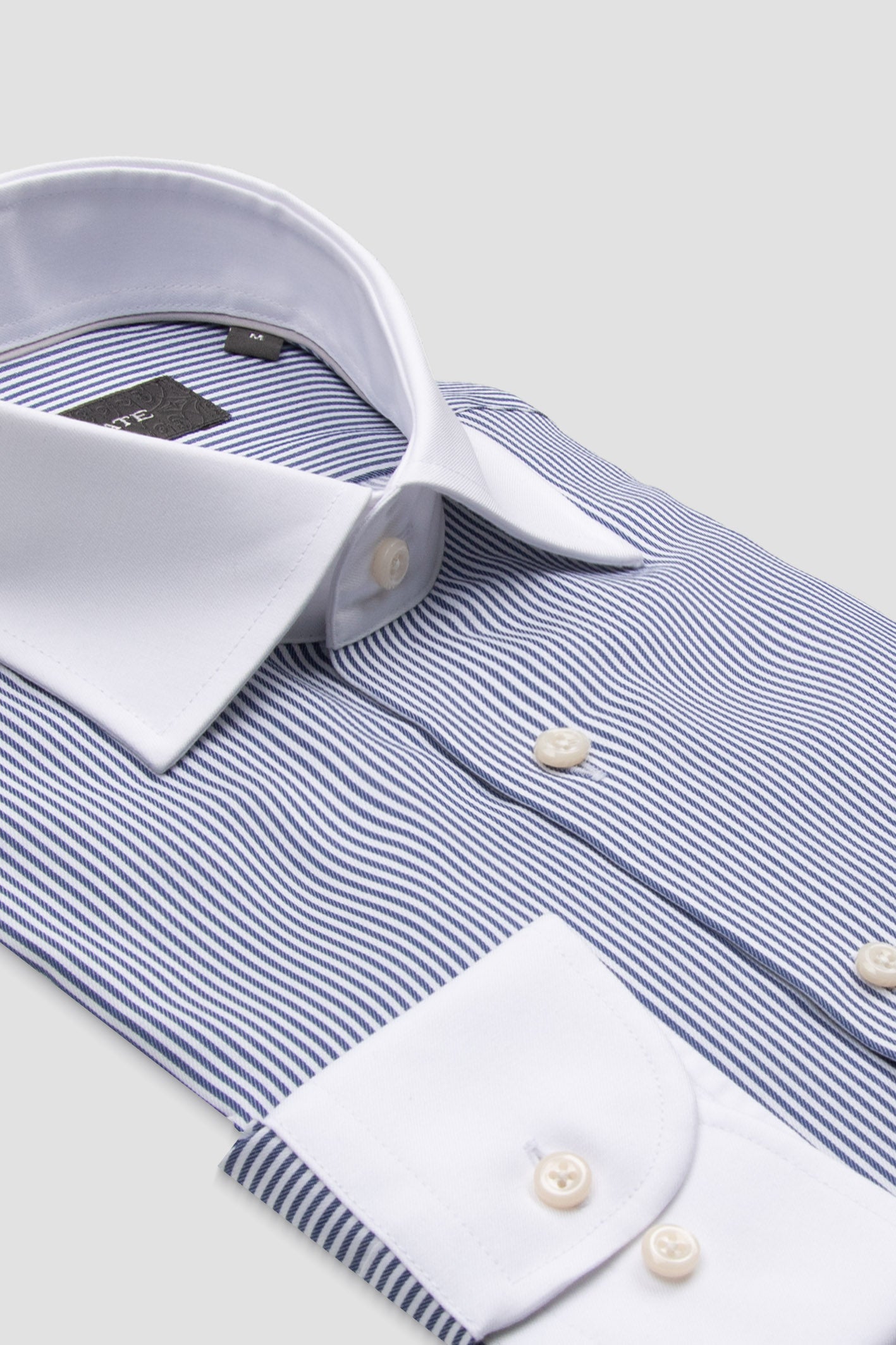 Abbate Grant Non Iron Twill Pamuklu Slim Fit Lacivert Klasik Yaka Erkek Çizgili Gömlek