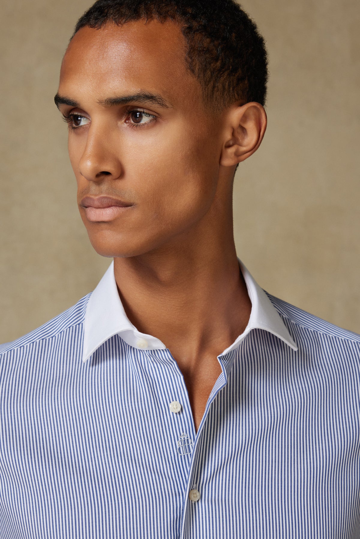 Abbate Grant Non Iron Twill Pamuklu Slim Fit Lacivert Klasik Yaka Erkek Çizgili Gömlek