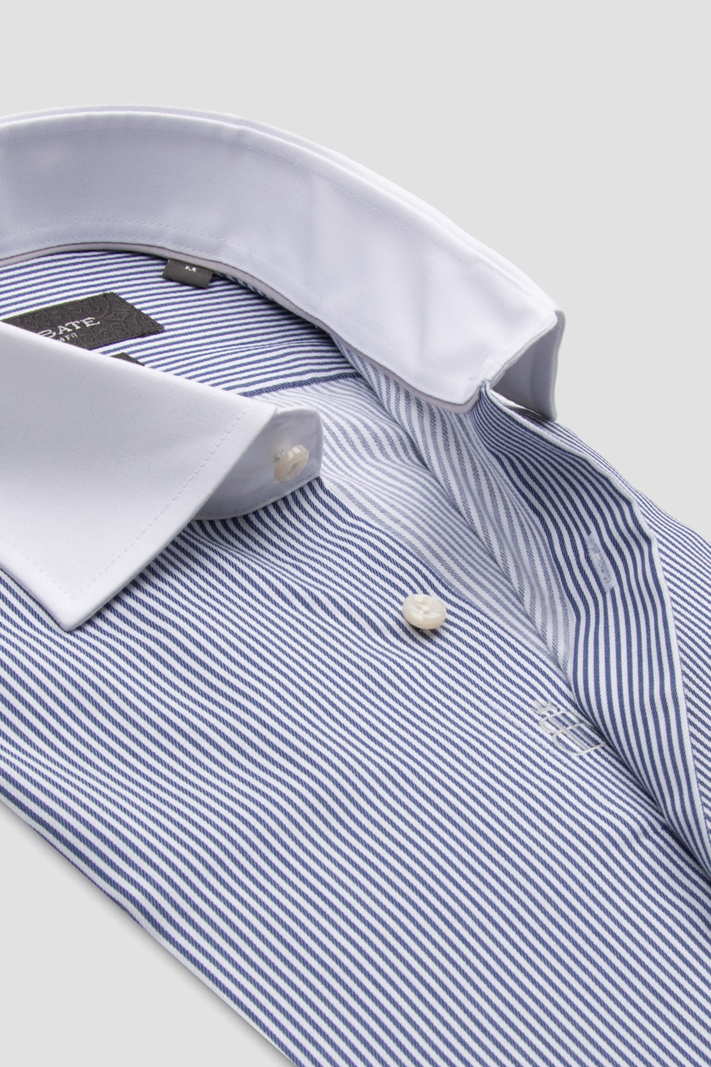 Abbate Grant Non Iron Twill Pamuklu Slim Fit Lacivert Klasik Yaka Erkek Çizgili Gömlek