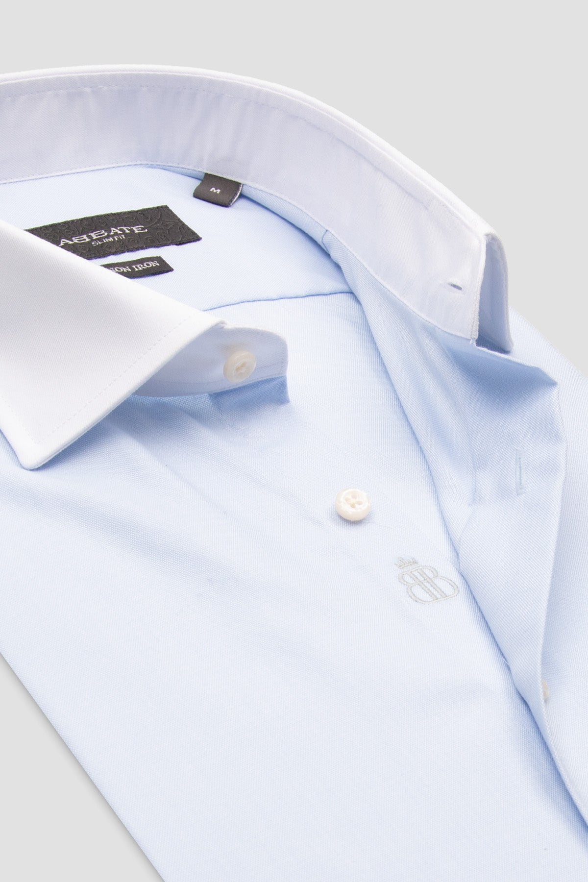 Abbate Grant Non Iron Oxford Pamuklu Slim Fit Açık Mavi Klasik Yaka Erkek Düz Gömlek