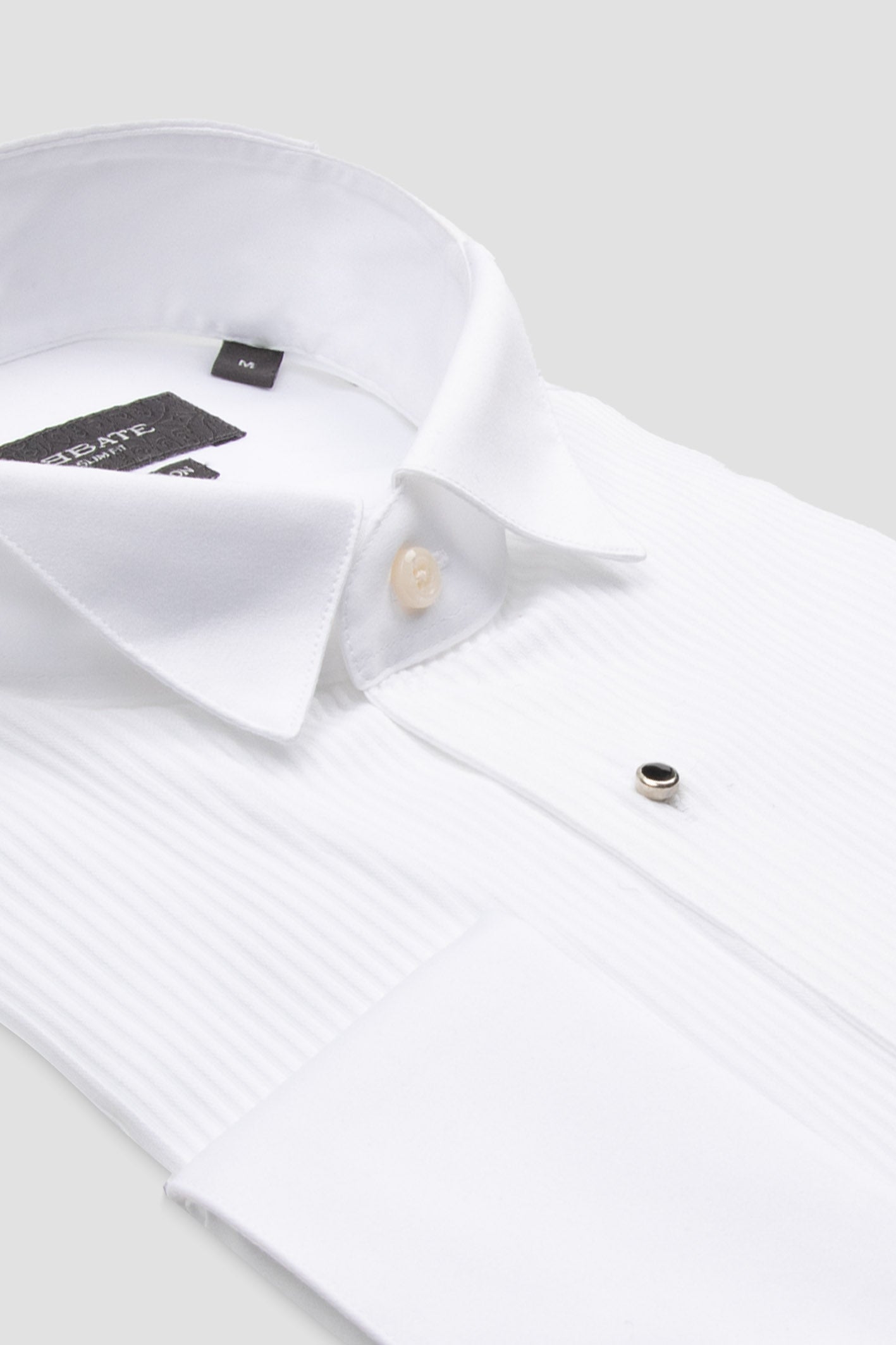 Abbate Reale Saten Pamuklu Slim Fit Beyaz Ata Yaka Erkek Düz Gömlek