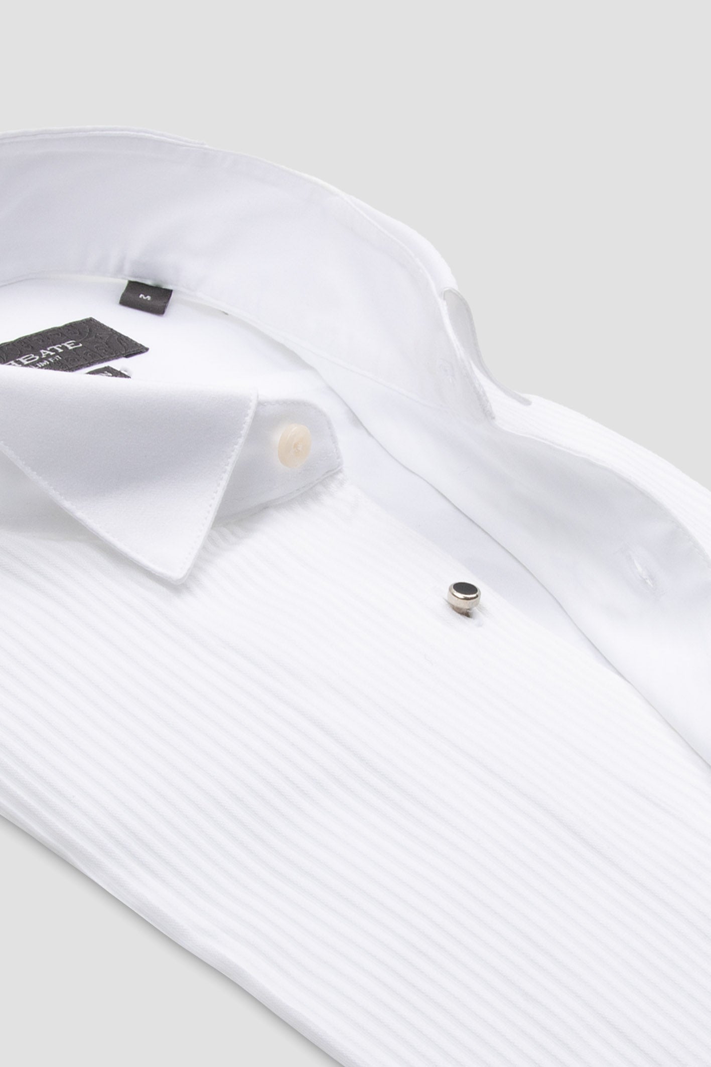 Abbate Reale Saten Pamuklu Slim Fit Beyaz Ata Yaka Erkek Düz Gömlek