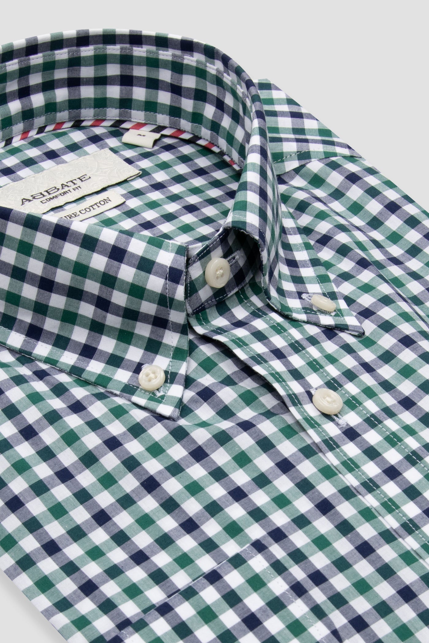 Abbate Dante Poplin Pamuklu Comfort Fit Yeşil Düğmeli Yaka Erkek Kareli Gömlek