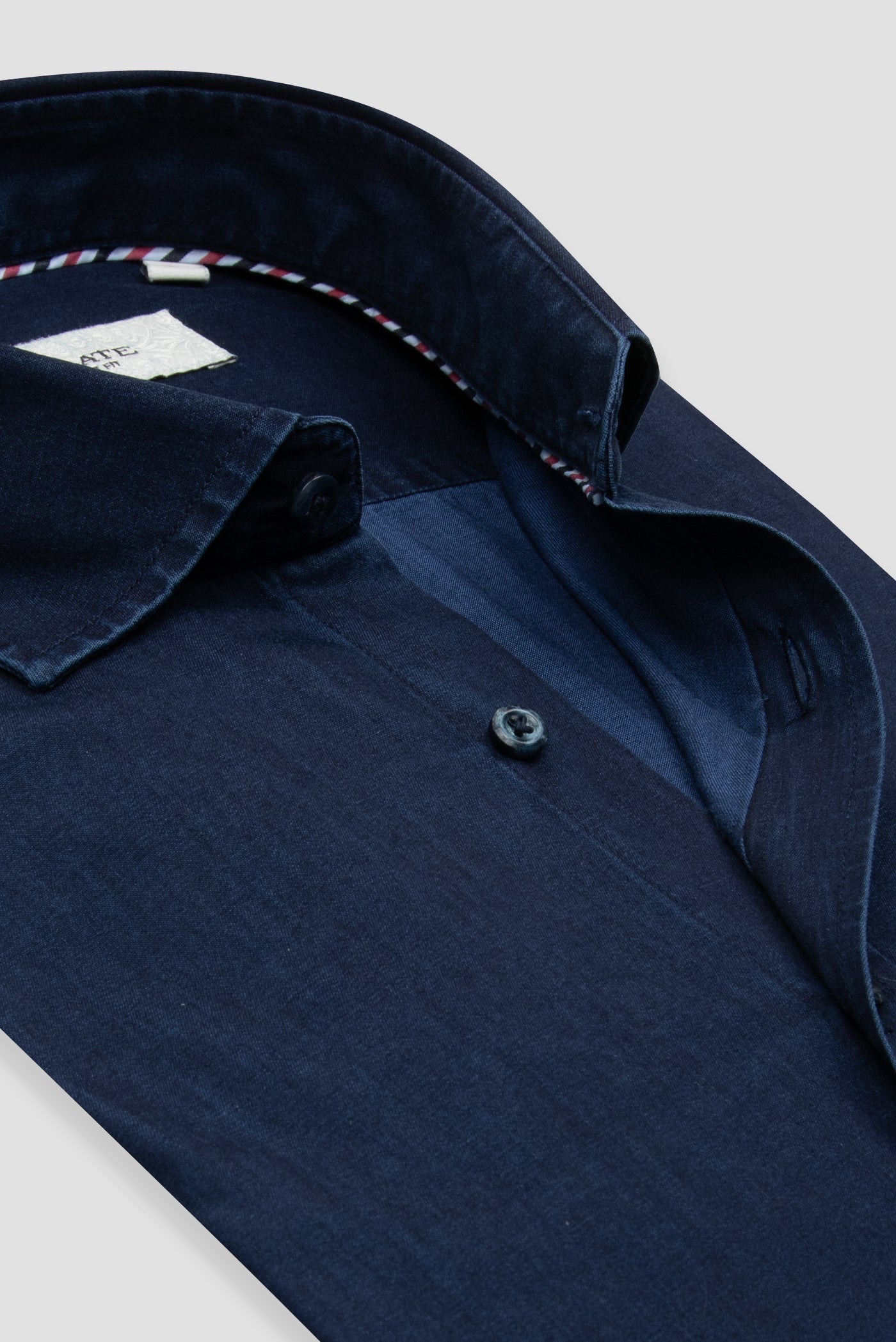 Abbate Fabio Denim Pamuklu Comfort Fit Lacivert Klasik Yaka Erkek Düz Gömlek