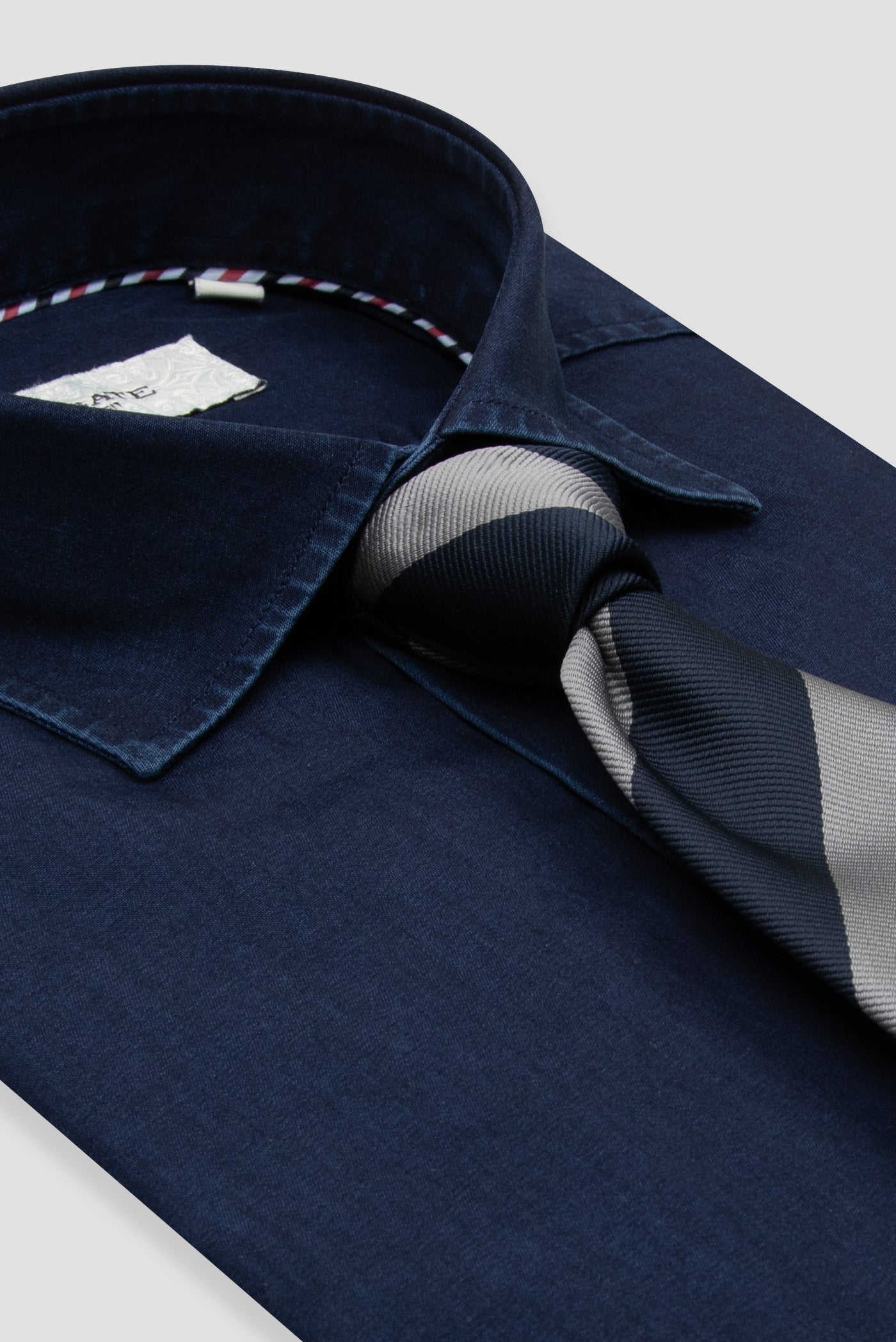 Abbate Fabio Denim Pamuklu Comfort Fit Lacivert Klasik Yaka Erkek Düz Gömlek