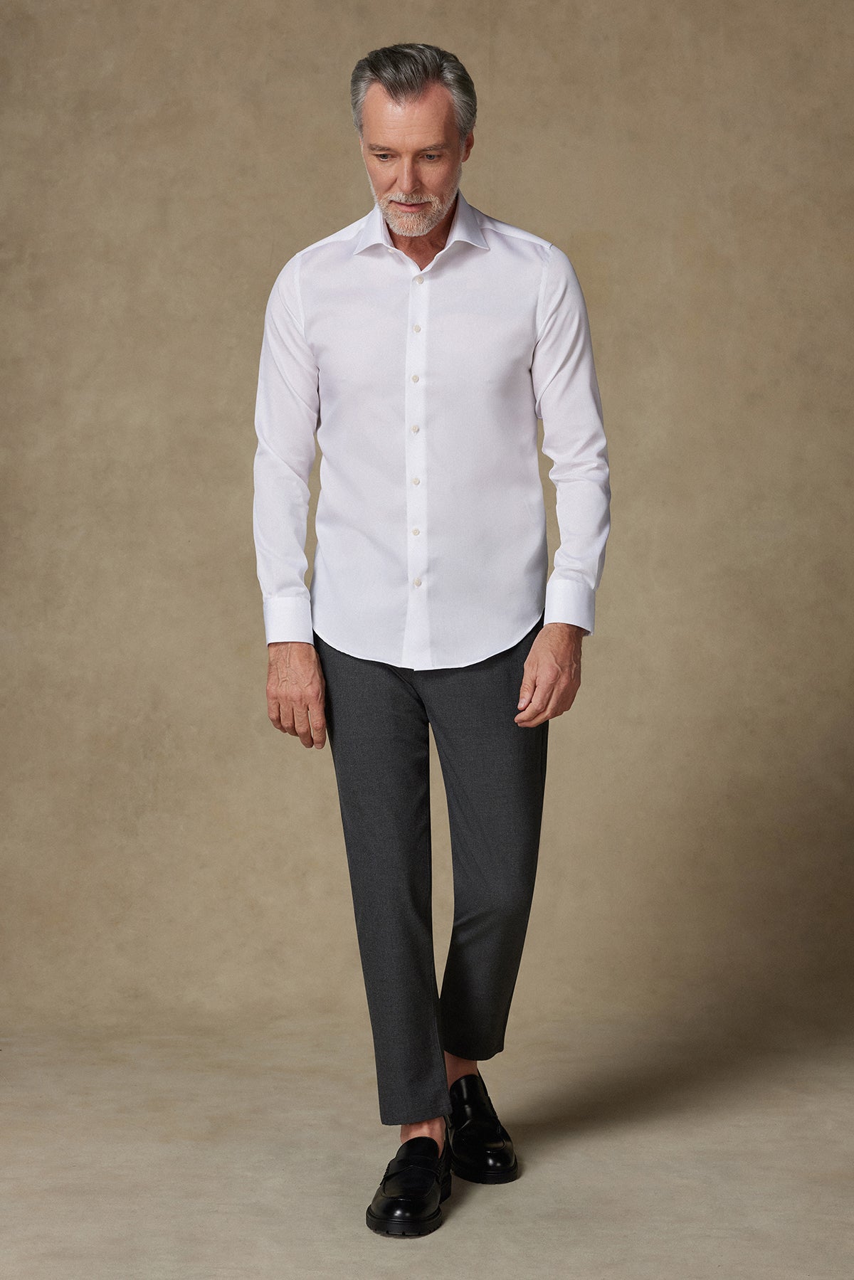 Abbate Fabio Non Iron Twill Pamuklu Comfort Fit Beyaz Klasik Yaka Erkek Düz Gömlek