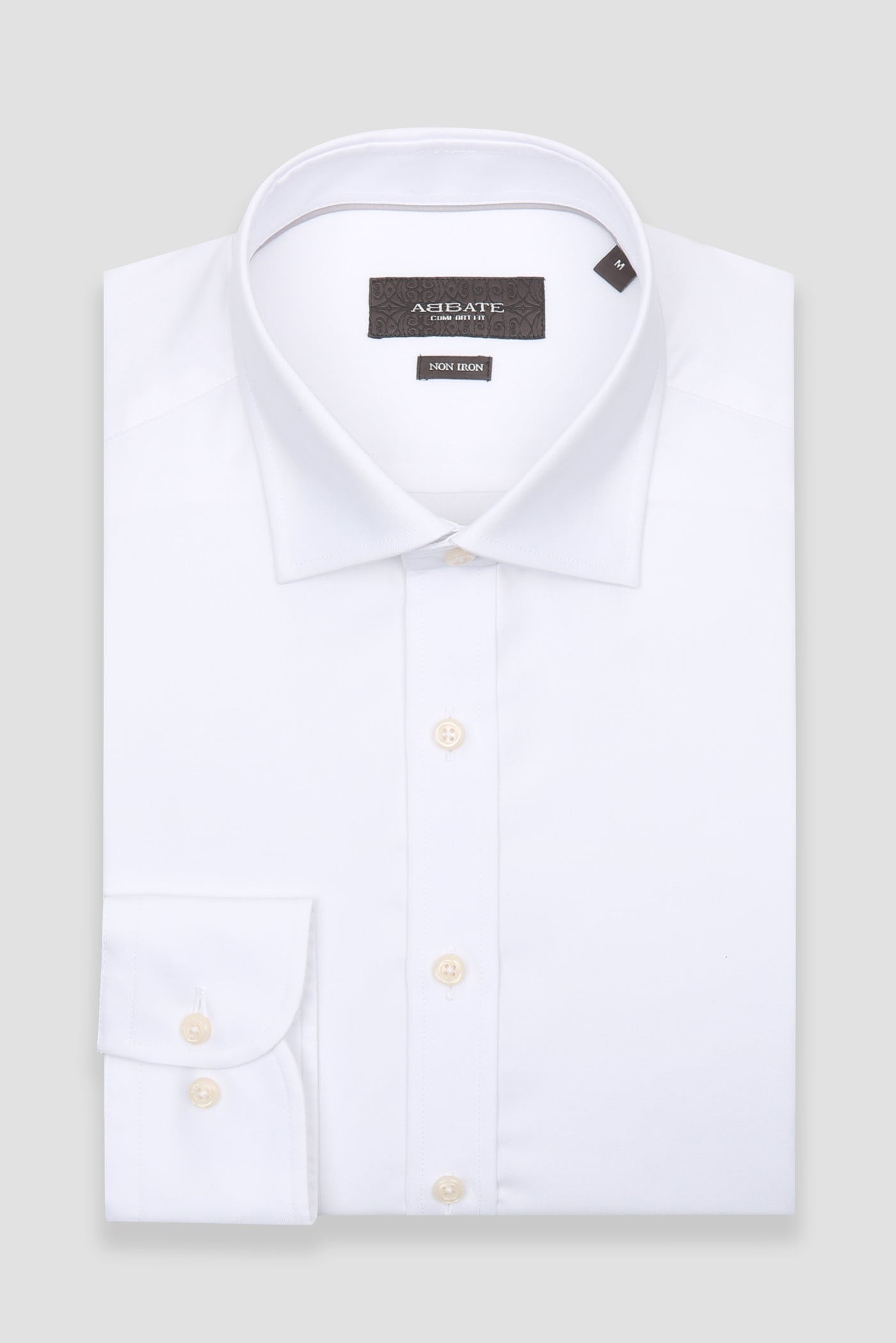 Abbate Fabio Non Iron Twill Pamuklu Comfort Fit Beyaz Klasik Yaka Erkek Düz Gömlek