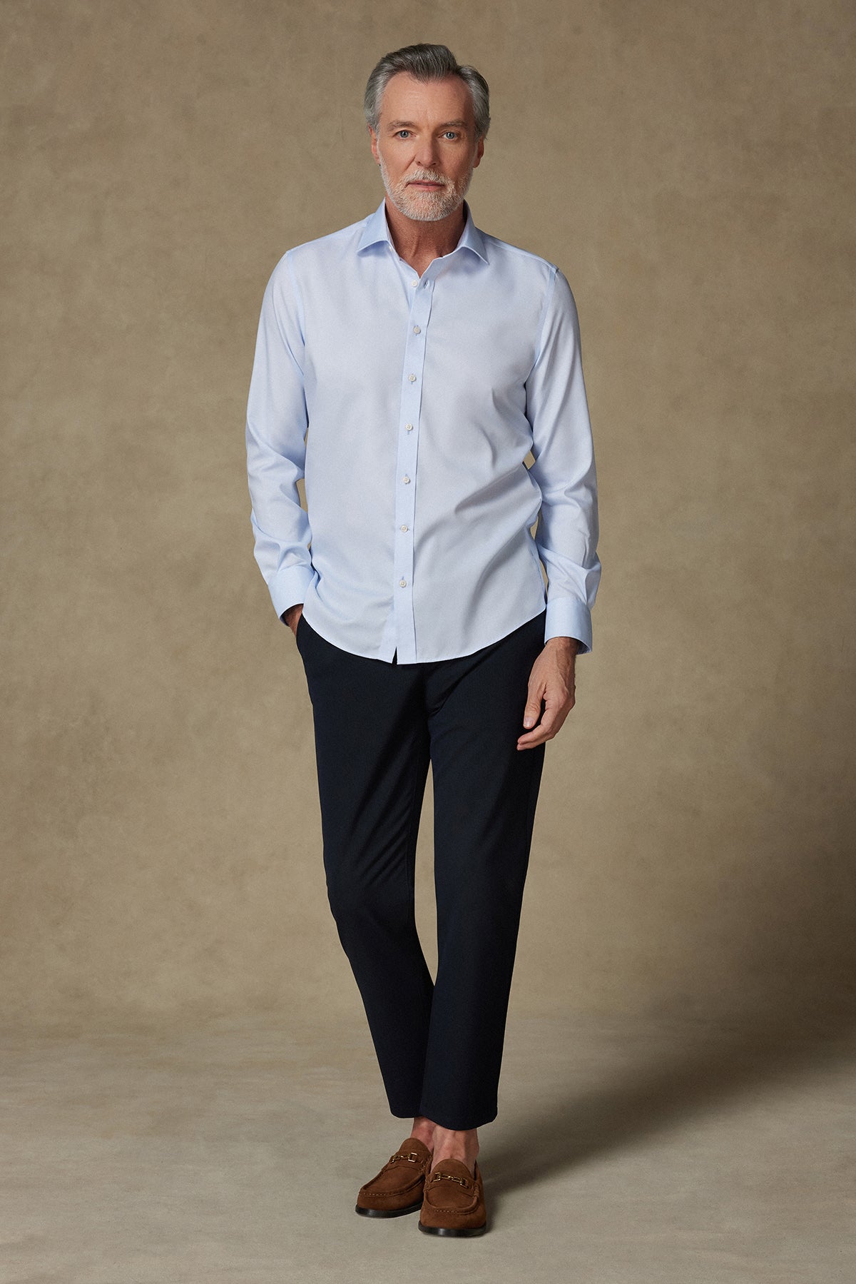 Abbate Fabio Non Iron Twill Pamuklu Comfort Fit Açık Mavi Klasik Yaka Erkek Düz Gömlek