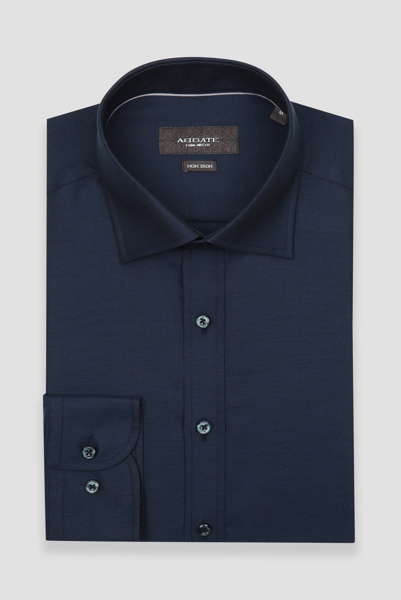 Abbate Fabio Non Iron Twill Pamuklu Comfort Fit Lacivert Klasik Yaka Erkek Düz Gömlek