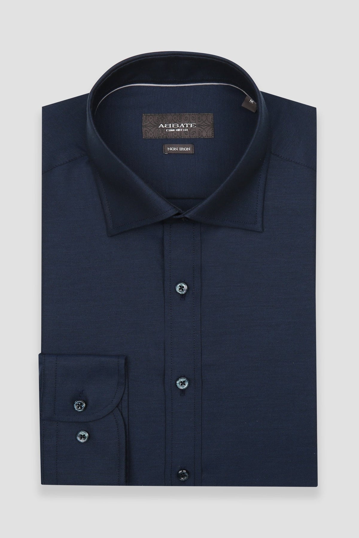Abbate Fabio Non Iron Twill %100 Pamuk Comfort Fit Lacivert Klasik Yaka Erkek Düz Gömlek
