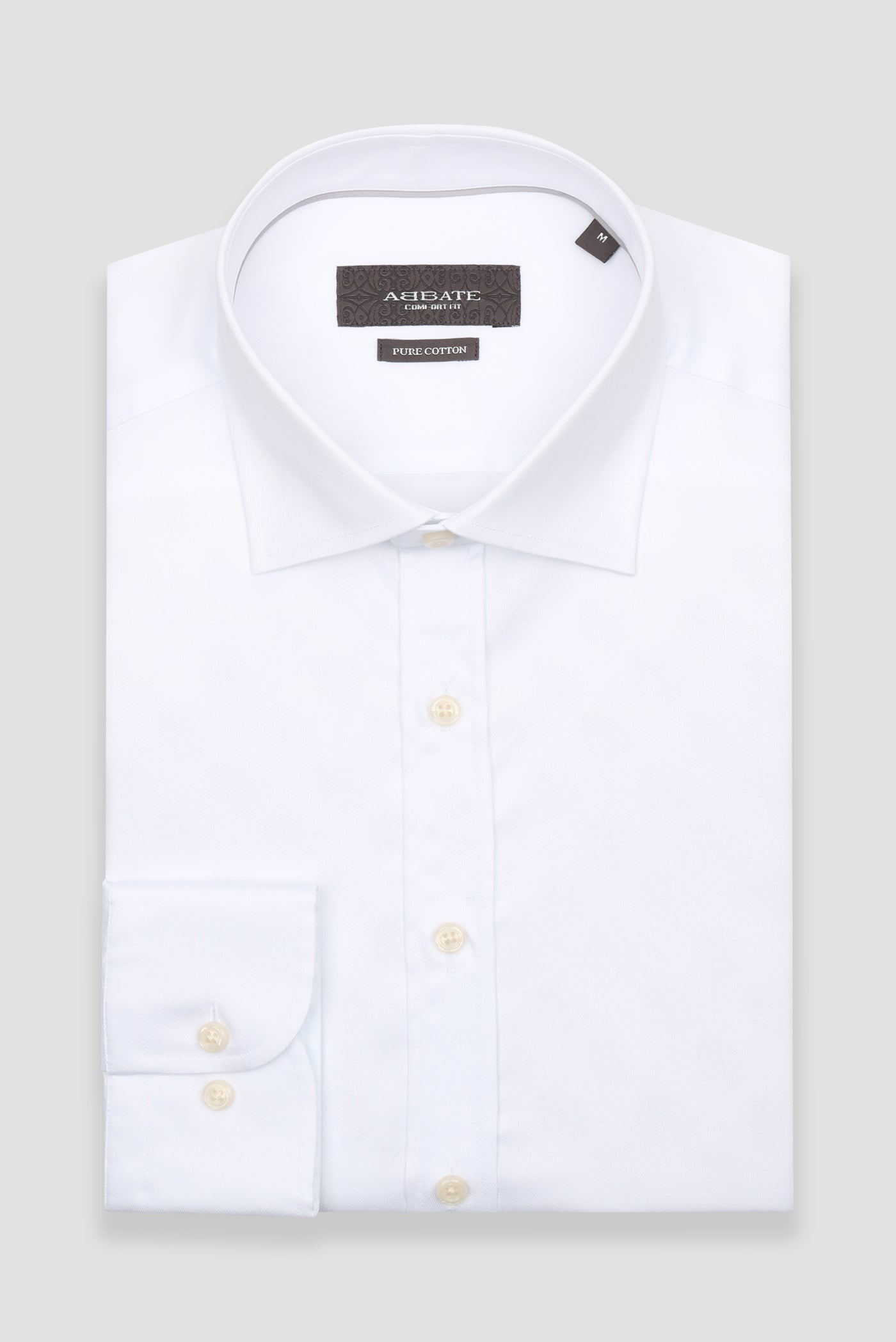 Abbate Fabio Twill Pamuklu Comfort Fit Beyaz Klasik Yaka Erkek Düz Gömlek