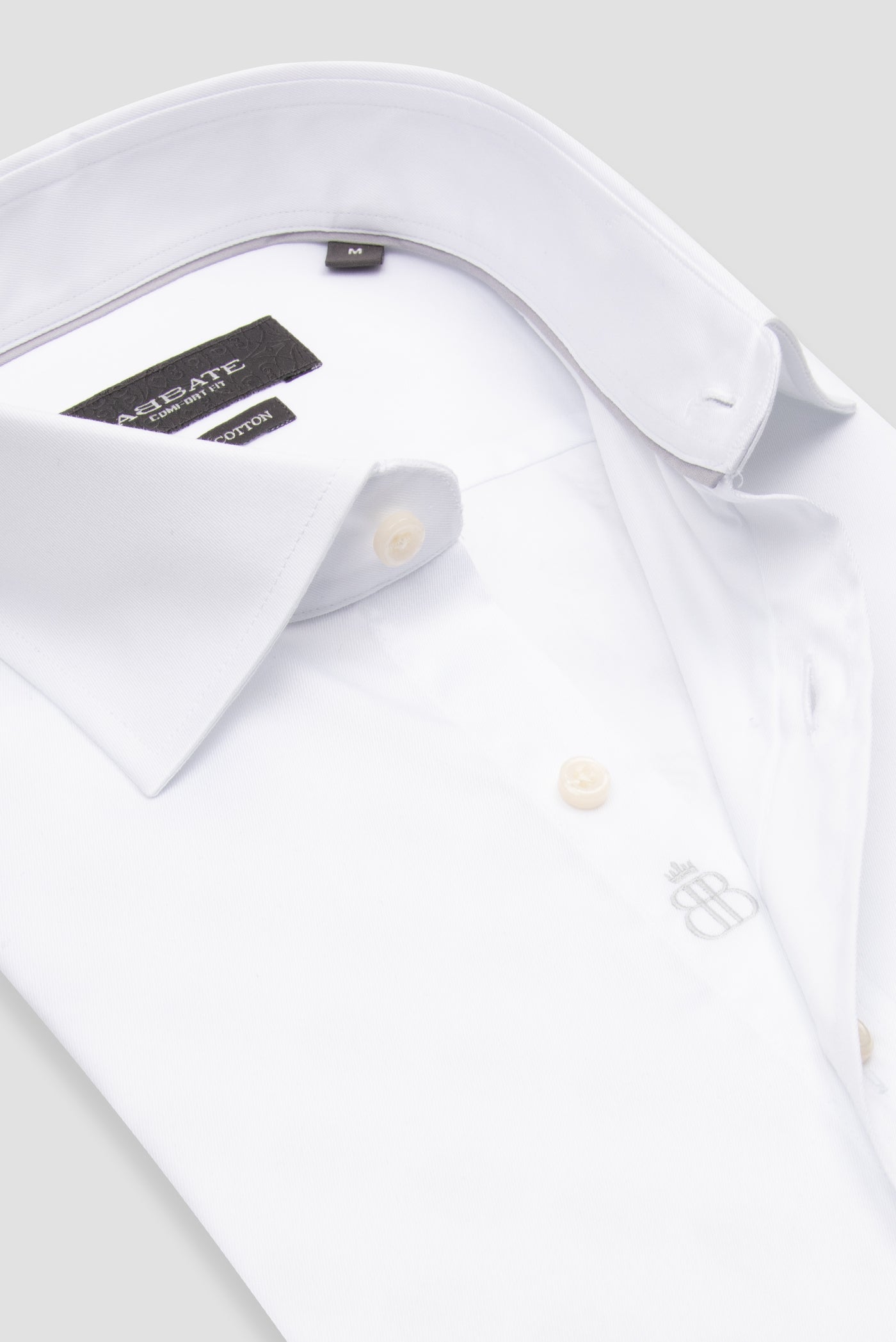 Abbate Fabio Twill Pamuklu Comfort Fit Beyaz Klasik Yaka Erkek Düz Gömlek