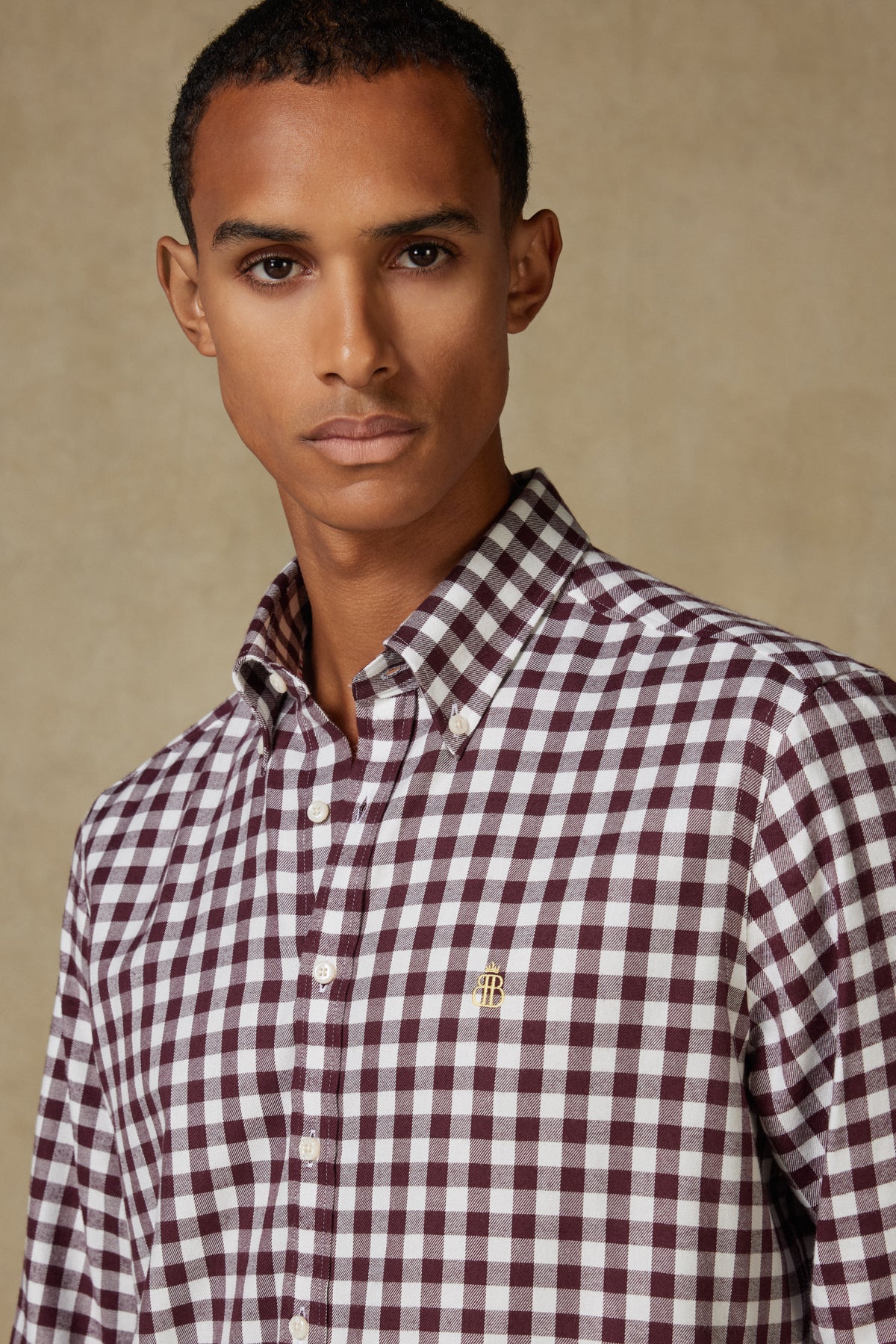 Abbate Luca Flanel Viskon Karışımlı Comfort Fit Bordo Düğmeli Yaka Erkek Kareli Gömlek