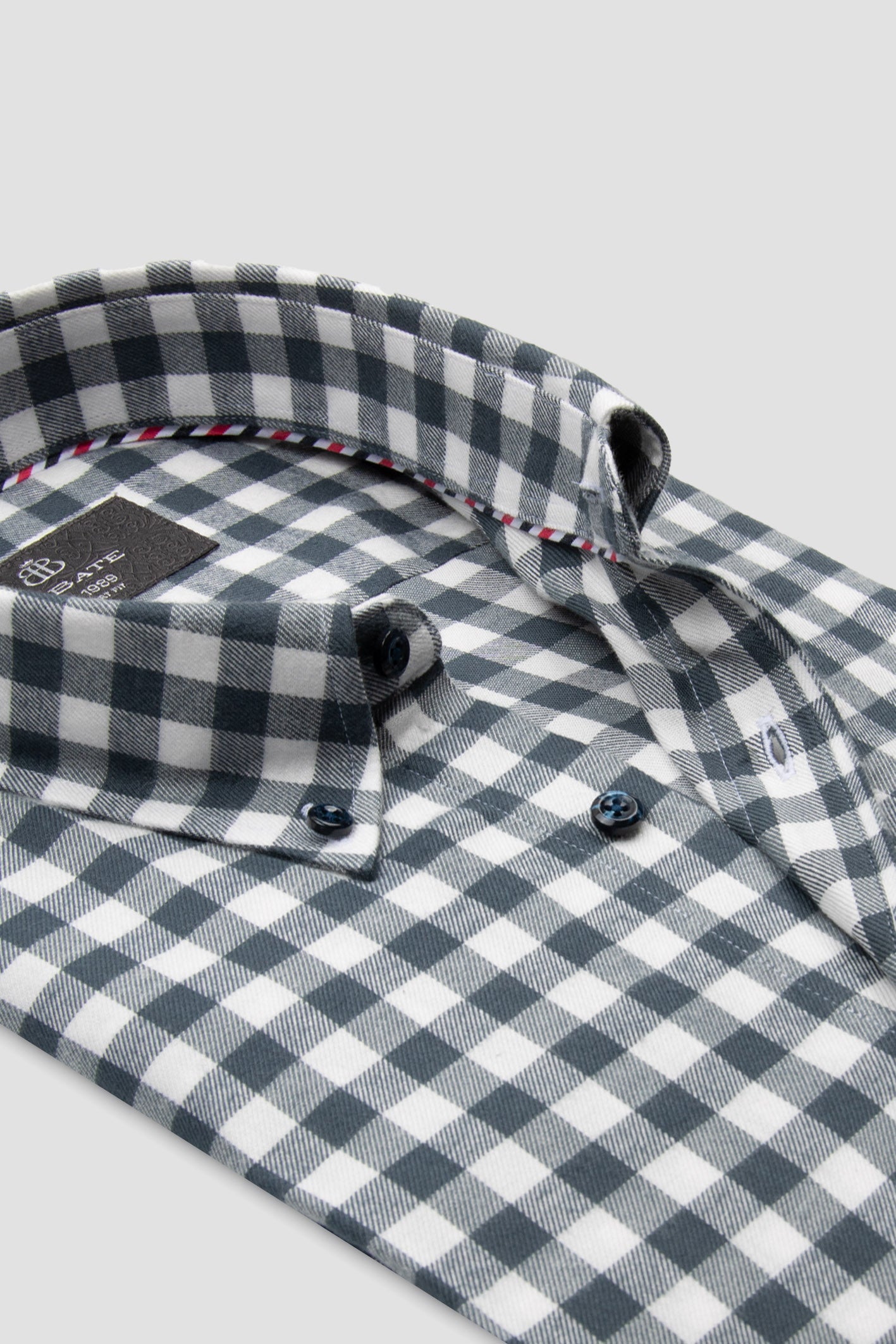 Abbate Luca Flanel Viskon Karışımlı Comfort Fit Antrasit Düğmeli Yaka Erkek Kareli Gömlek