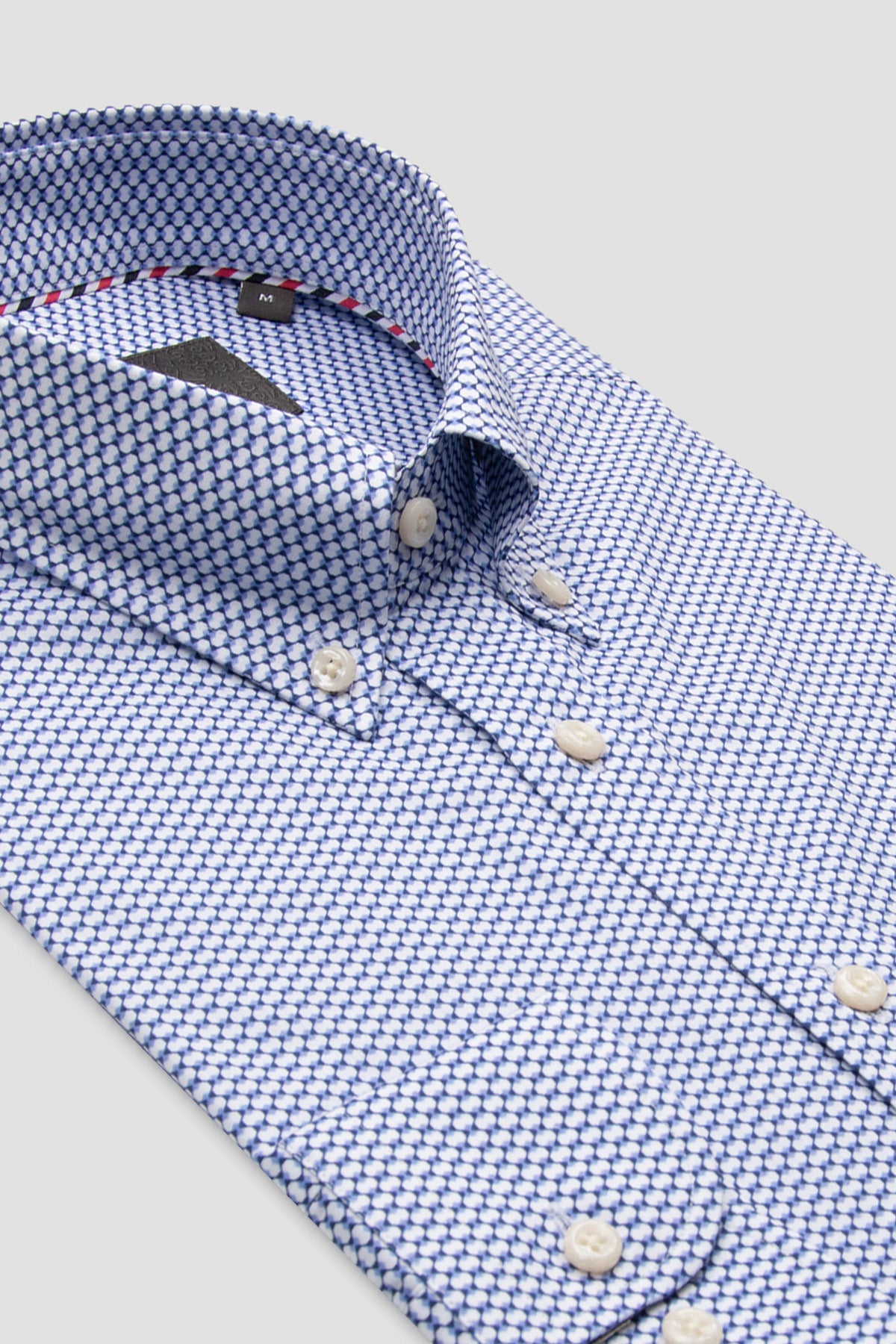 Abbate Luca Poplin Stretch Pamuk Karışımlı Comfort Fit Mor Düğmeli Yaka Erkek Baskılı Gömlek