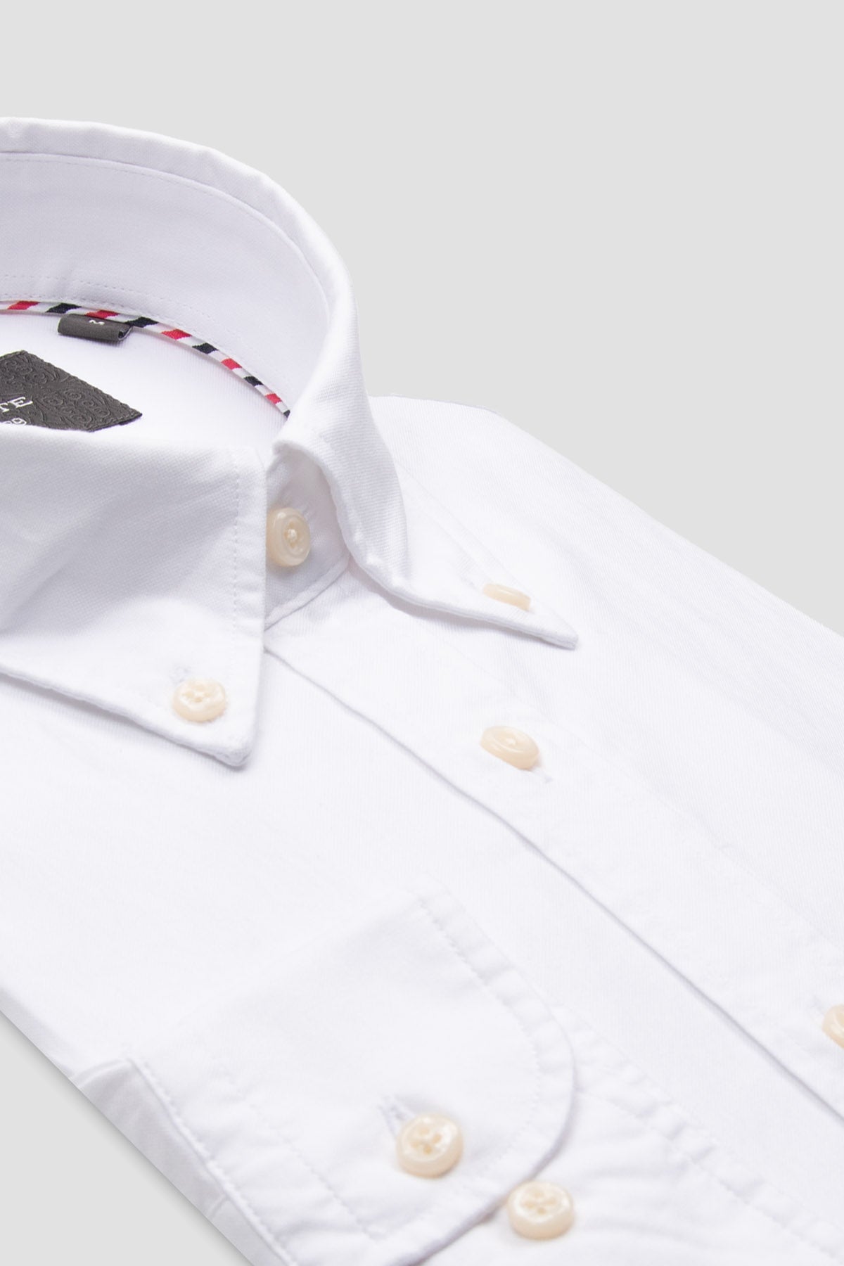 Abbate Luca Oxford Stretch Pamuk Karışımlı Comfort Fit Beyaz Düğmeli Yaka Erkek Düz Gömlek