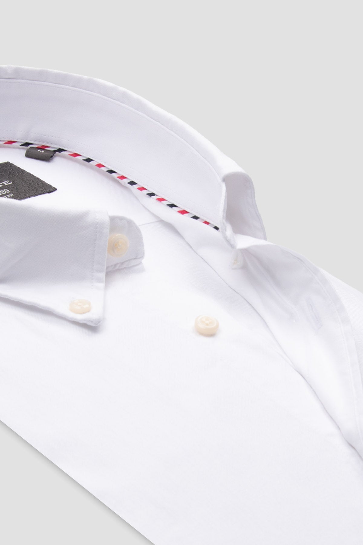 Abbate Luca Oxford Stretch Pamuk Karışımlı Comfort Fit Beyaz Düğmeli Yaka Erkek Düz Gömlek