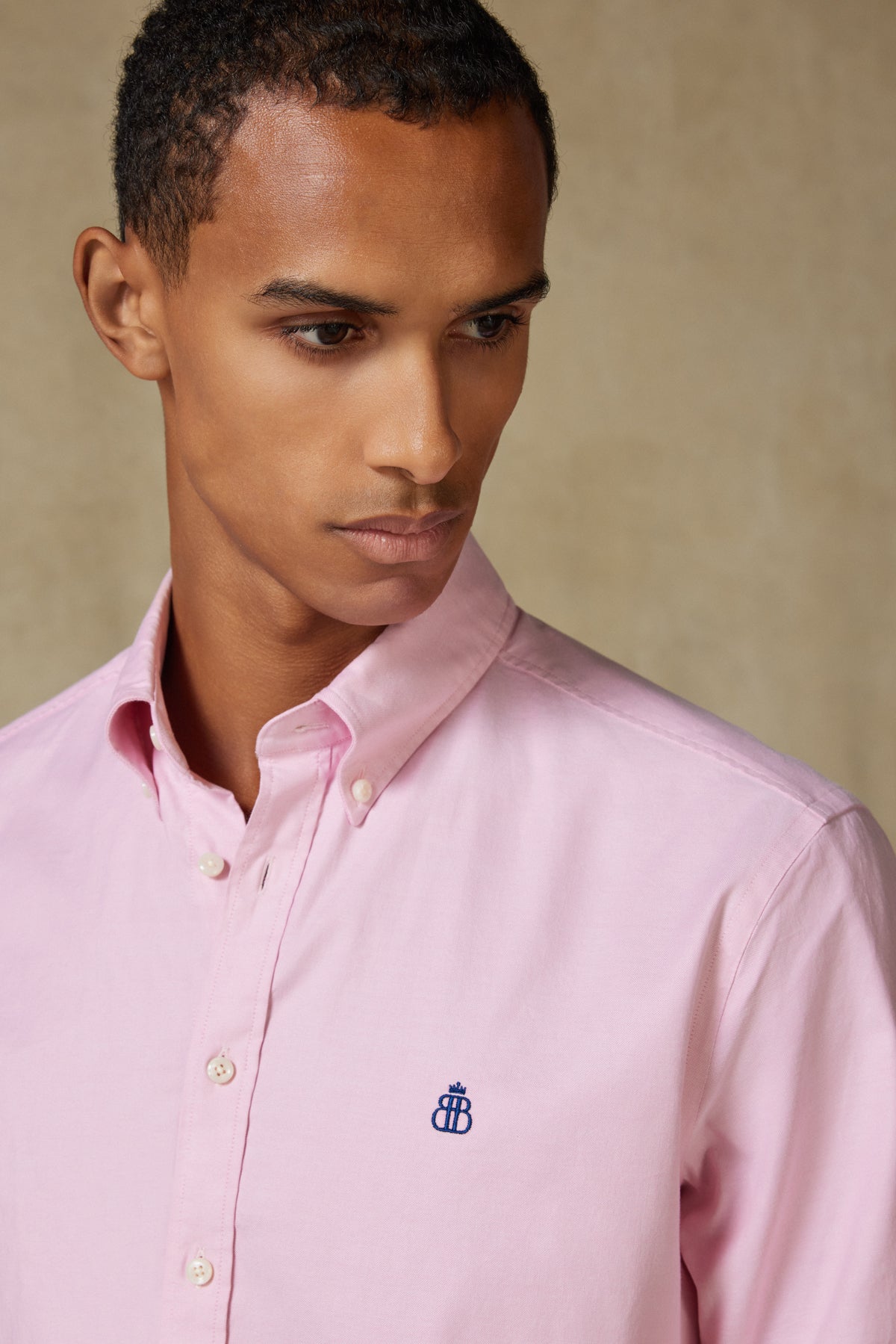 Abbate Luca Oxford Stretch Pamuk Karışımlı Comfort Fit Pembe Düğmeli Yaka Erkek Düz Gömlek