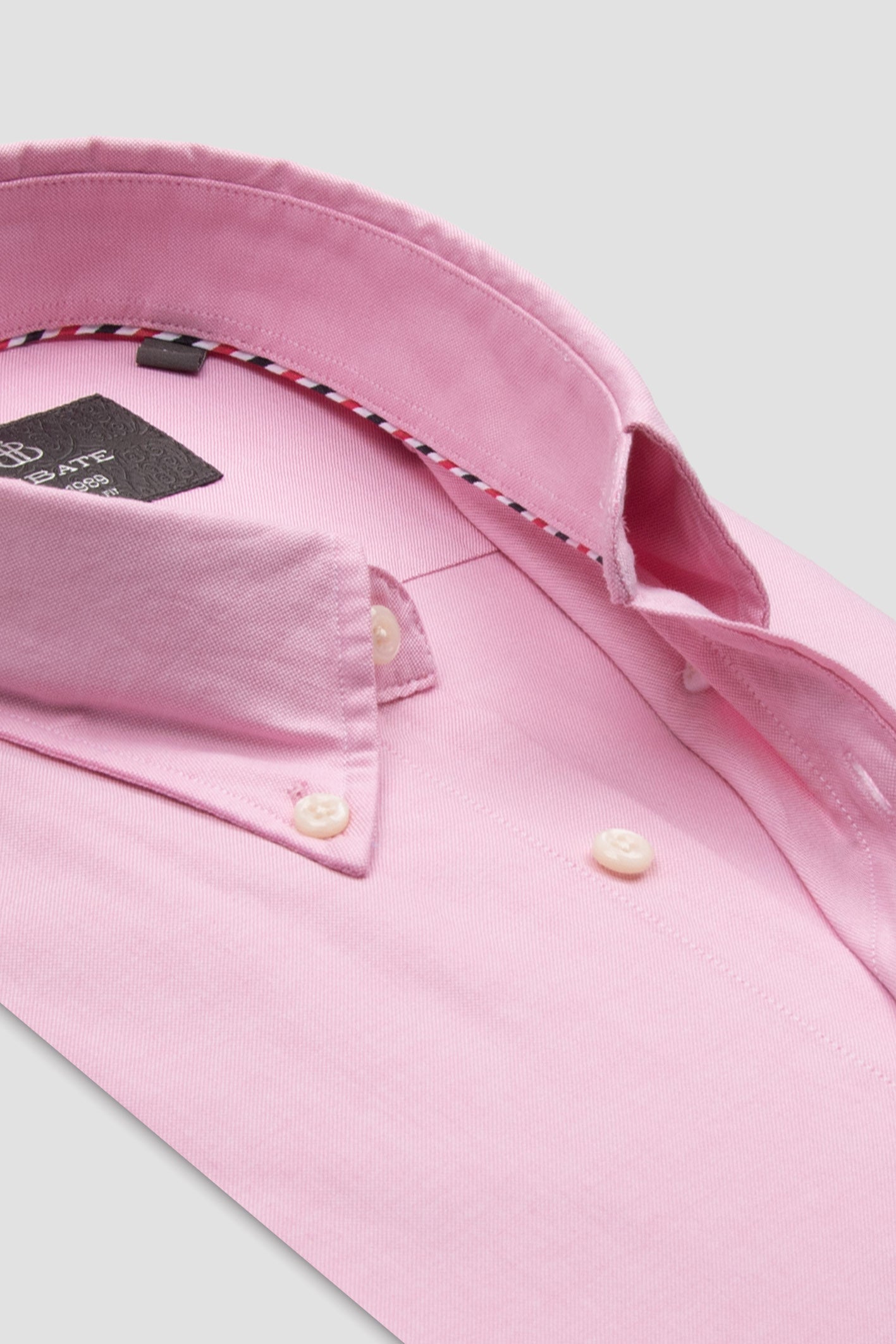 Abbate Luca Oxford Stretch Pamuk Karışımlı Comfort Fit Pembe Düğmeli Yaka Erkek Düz Gömlek