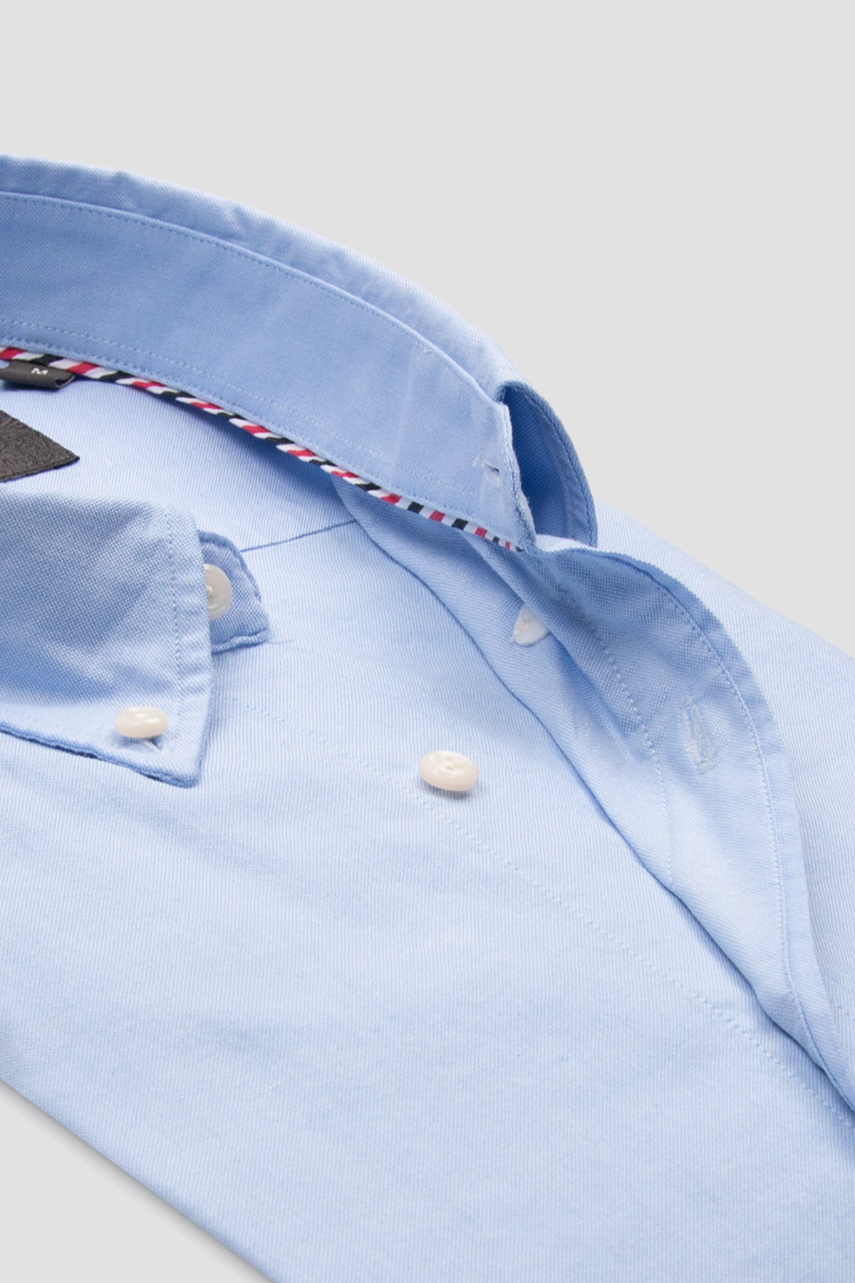 Abbate Luca Oxford Stretch Pamuk Karışımlı Comfort Fit Mavi Düğmeli Yaka Erkek Düz Gömlek