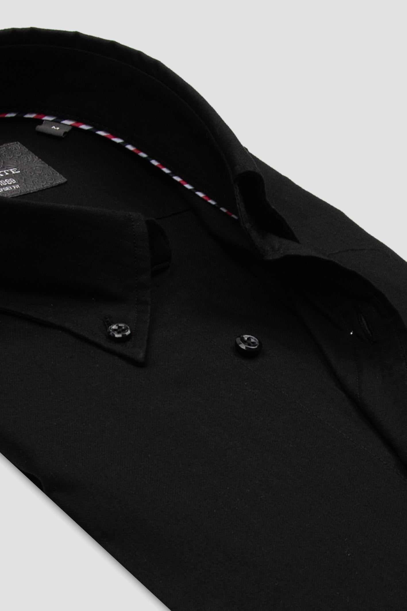 Abbate Luca Oxford Stretch Pamuk Karışımlı Comfort Fit Siyah Düğmeli Yaka Erkek Düz Gömlek