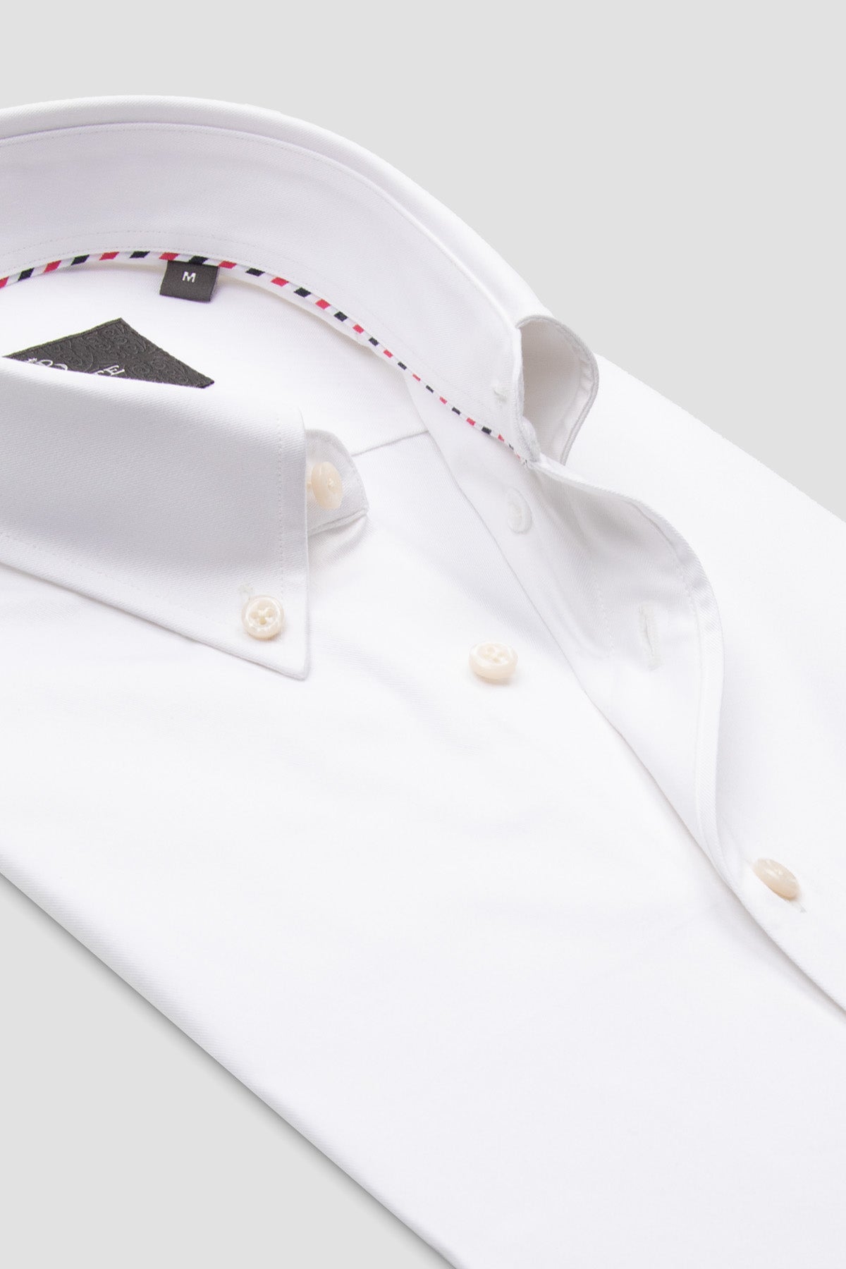 Abbate Luca Twill Pamuklu Comfort Fit Beyaz Düğmeli Yaka Erkek Düz Gömlek